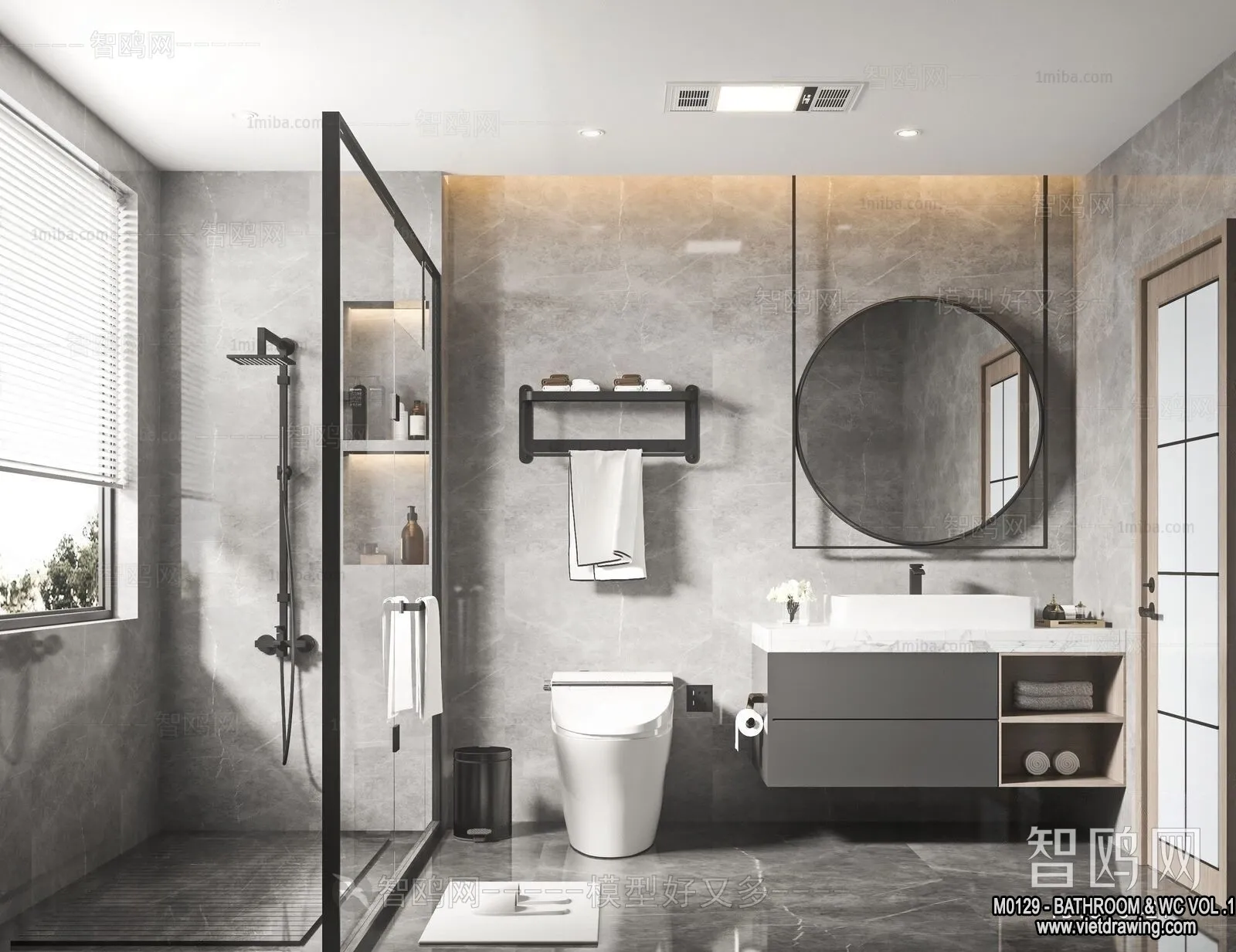 Bathroom - Toilet - WC - RestRoom - 3D Interior Scene - 185