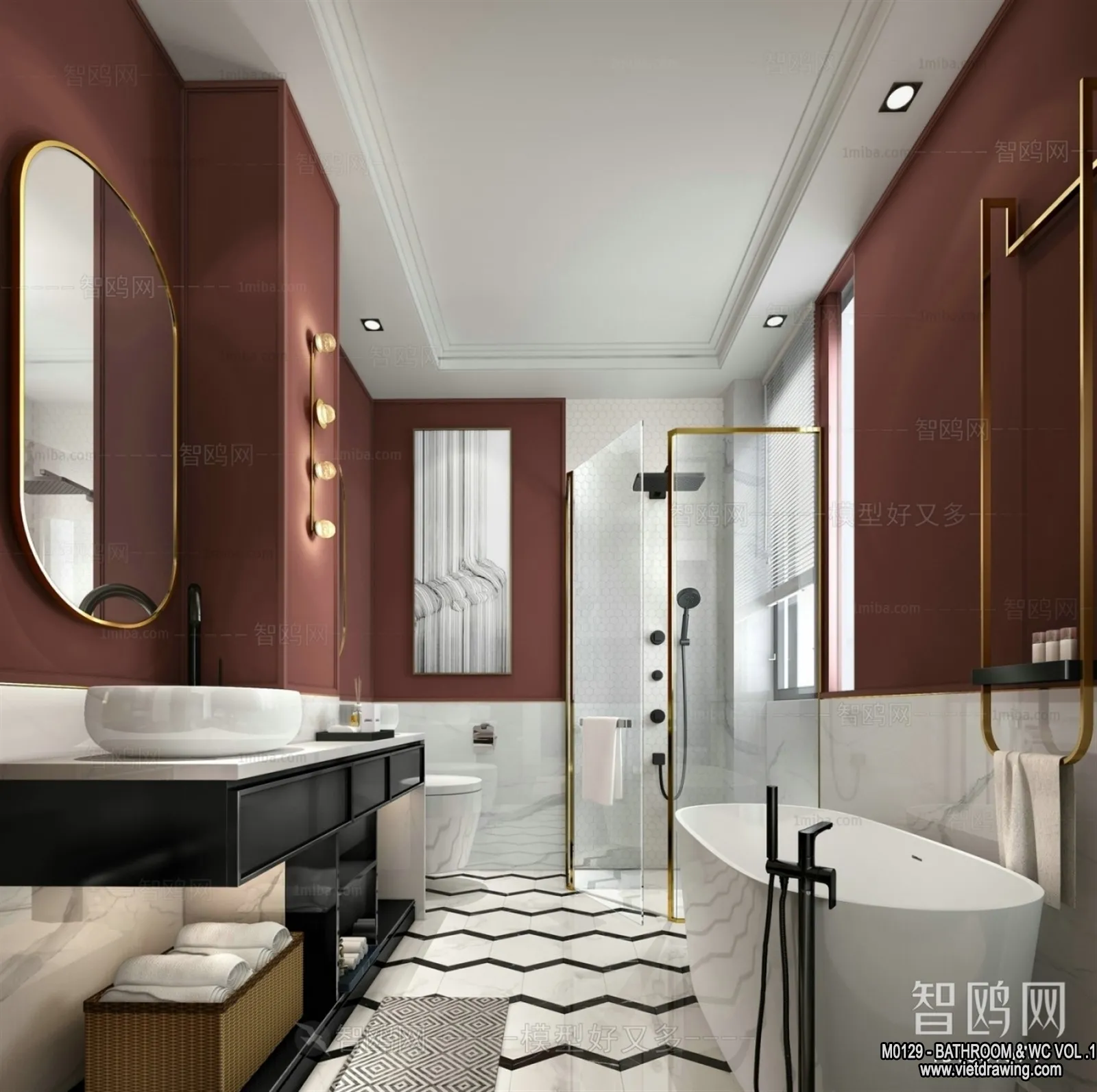 Bathroom - Toilet - WC - RestRoom - 3D Interior Scene - 186