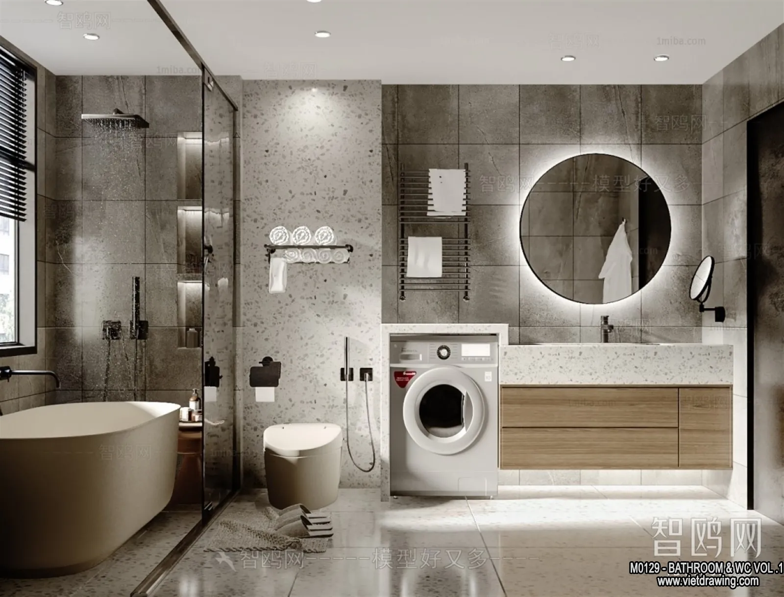 Bathroom - Toilet - WC - RestRoom - 3D Interior Scene - 187