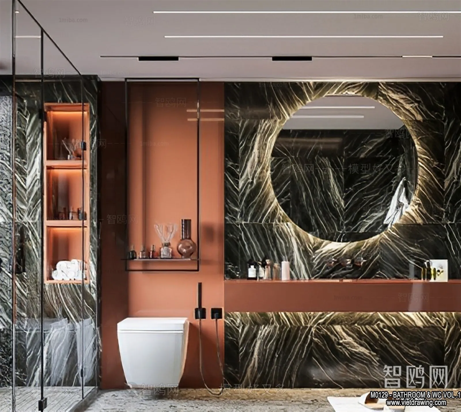 Bathroom - Toilet - WC - RestRoom - 3D Interior Scene - 188