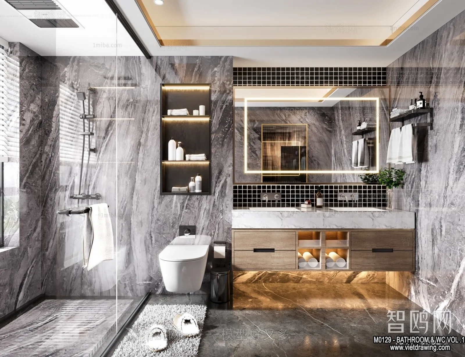 Bathroom - Toilet - WC - RestRoom - 3D Interior Scene - 189