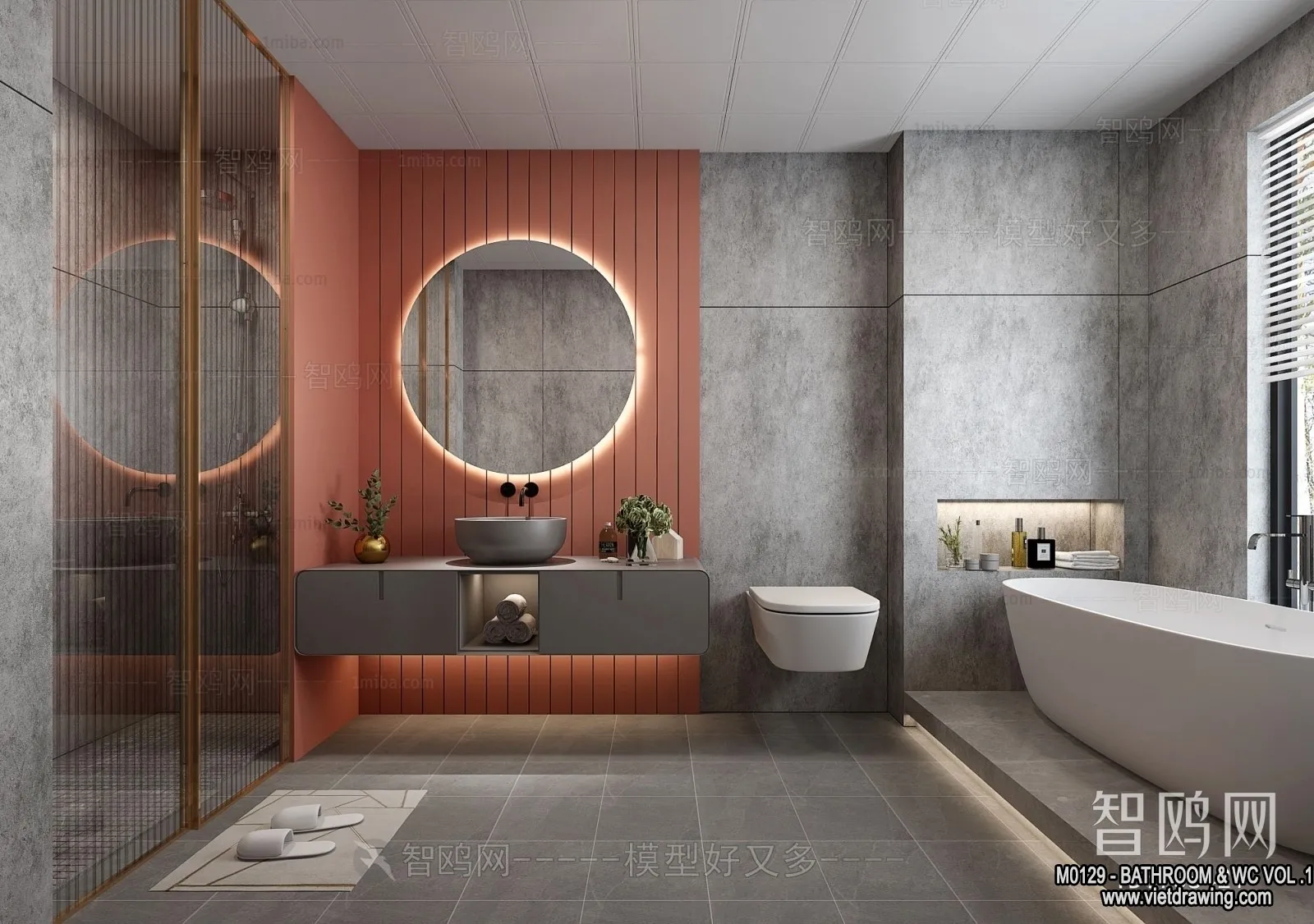 Bathroom - Toilet - WC - RestRoom - 3D Interior Scene - 190