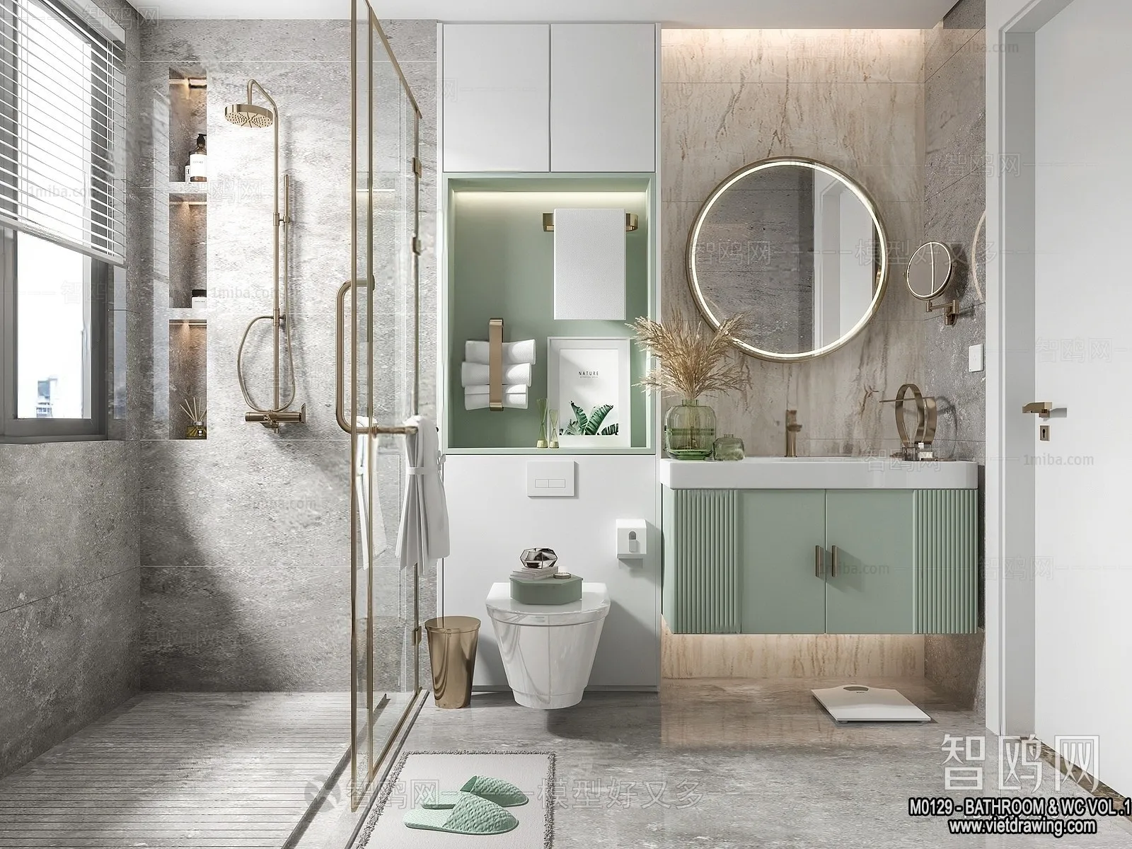 Bathroom - Toilet - WC - RestRoom - 3D Interior Scene - 192