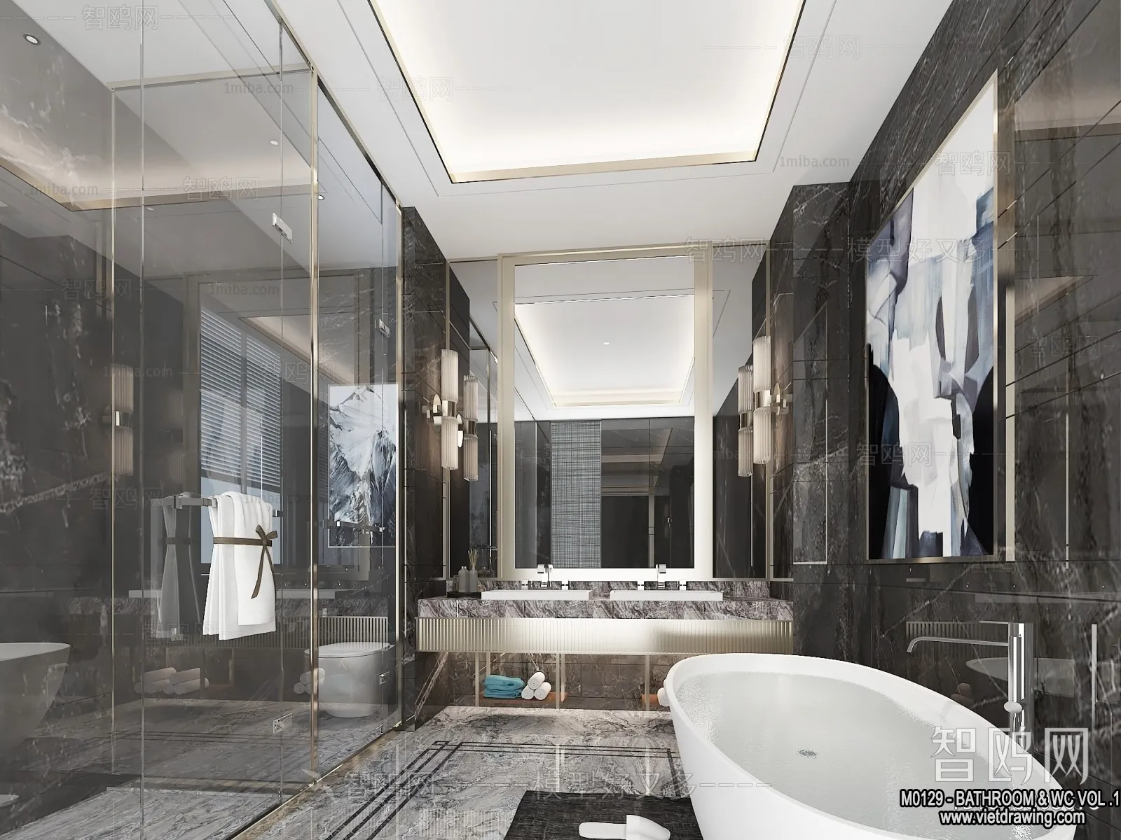 Bathroom - Toilet - WC - RestRoom - 3D Interior Scene - 194