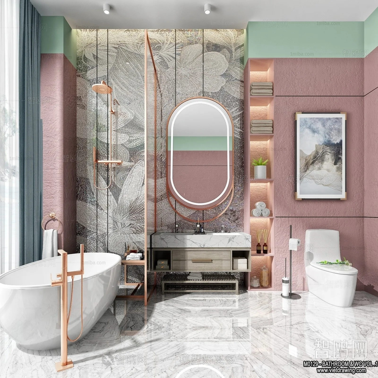 Bathroom - Toilet - WC - RestRoom - 3D Interior Scene - 201