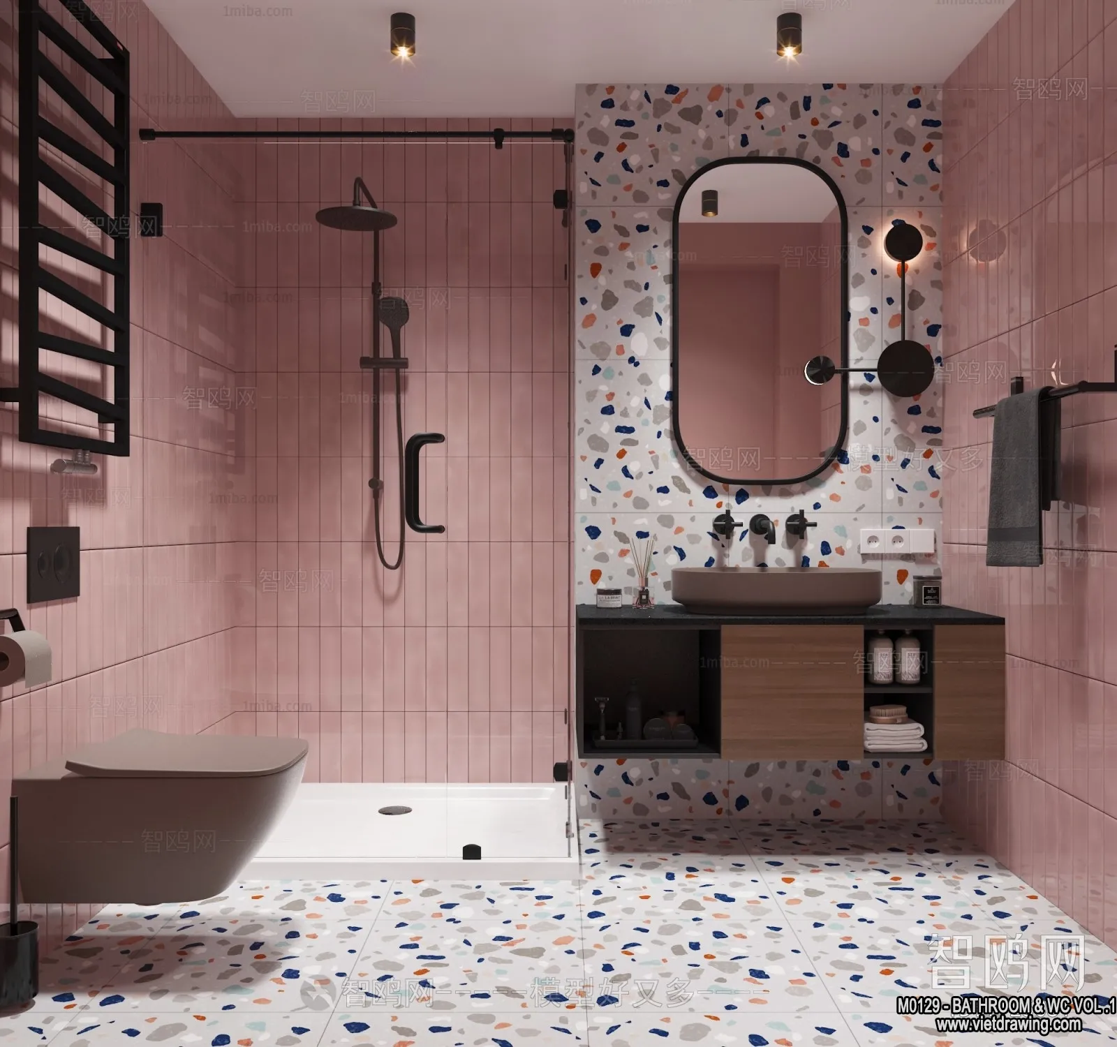 Bathroom - Toilet - WC - RestRoom - 3D Interior Scene - 202