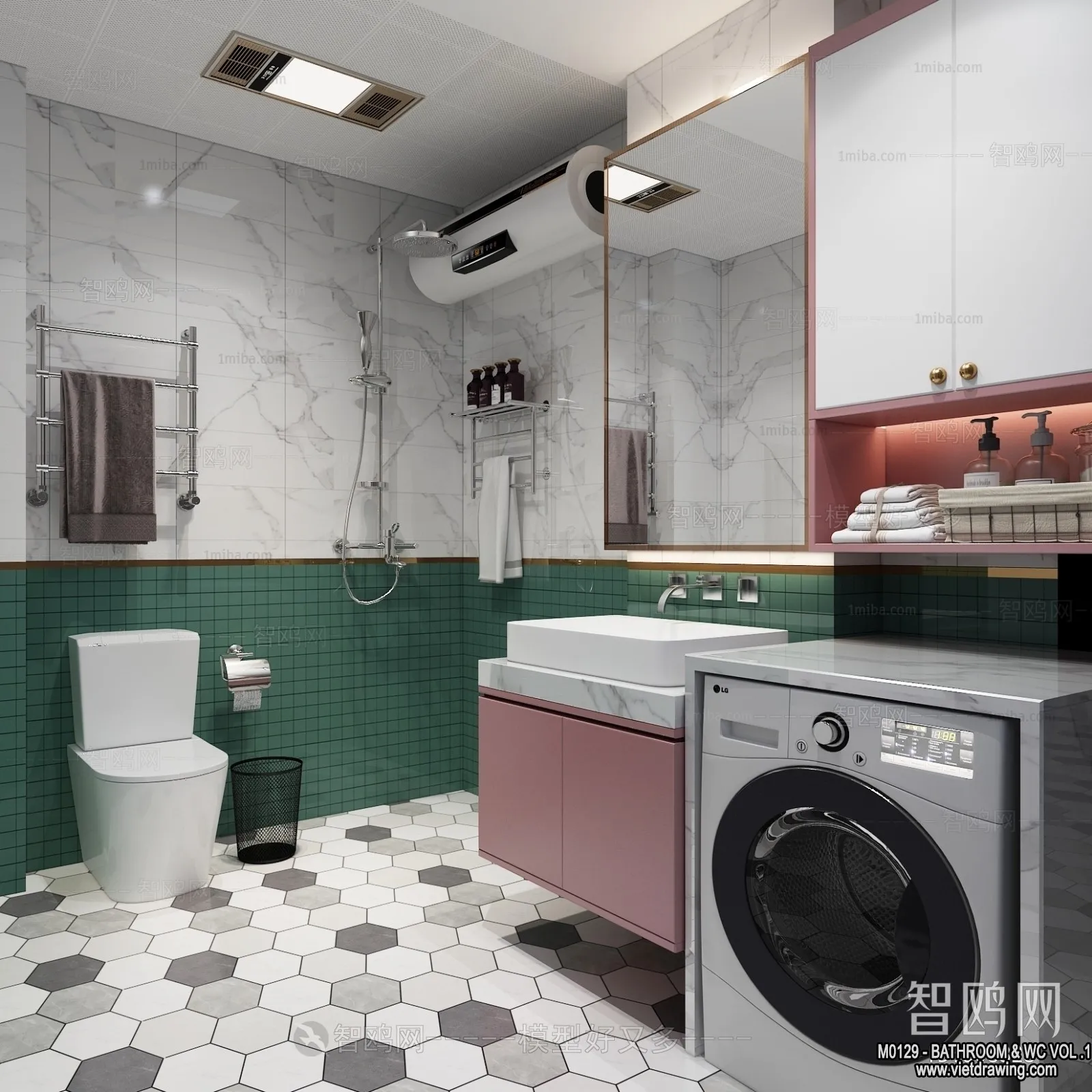 Bathroom - Toilet - WC - RestRoom - 3D Interior Scene - 203