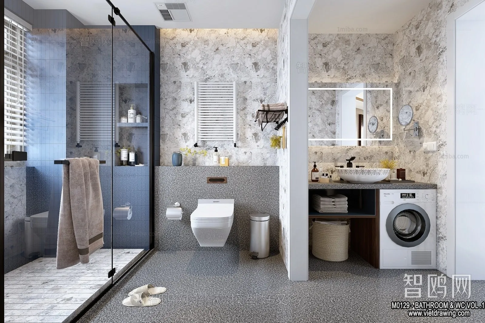 Bathroom - Toilet - WC - RestRoom - 3D Interior Scene - 204