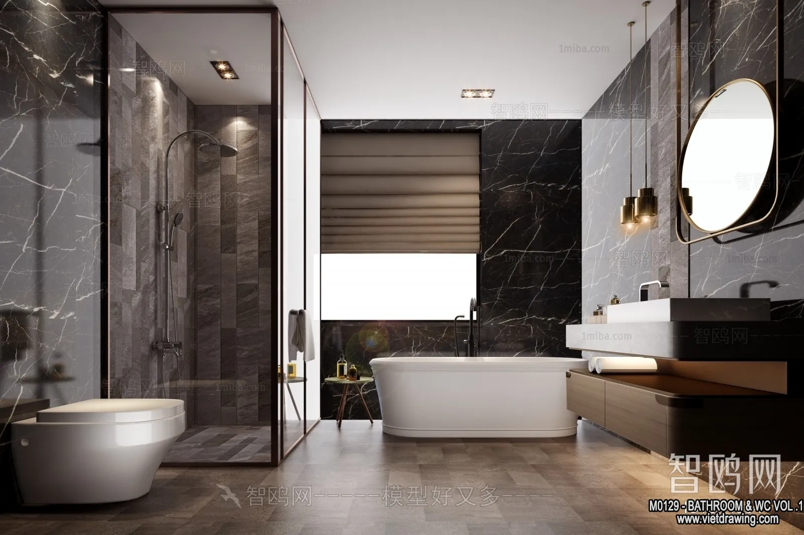 Bathroom - Toilet - WC - RestRoom - 3D Interior Scene - 206