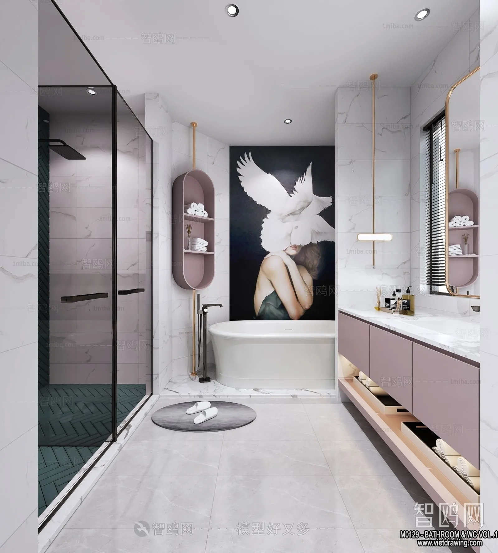 Bathroom - Toilet - WC - RestRoom - 3D Interior Scene - 209