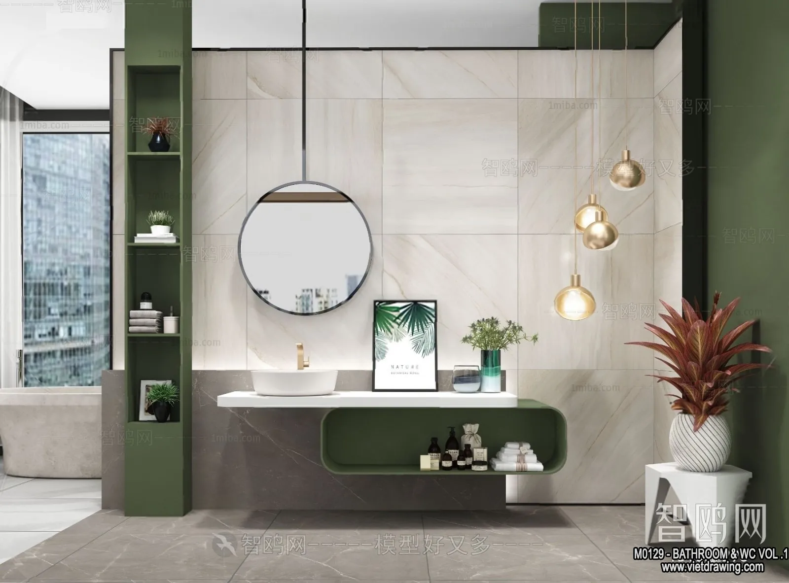 Bathroom - Toilet - WC - RestRoom - 3D Interior Scene - 210