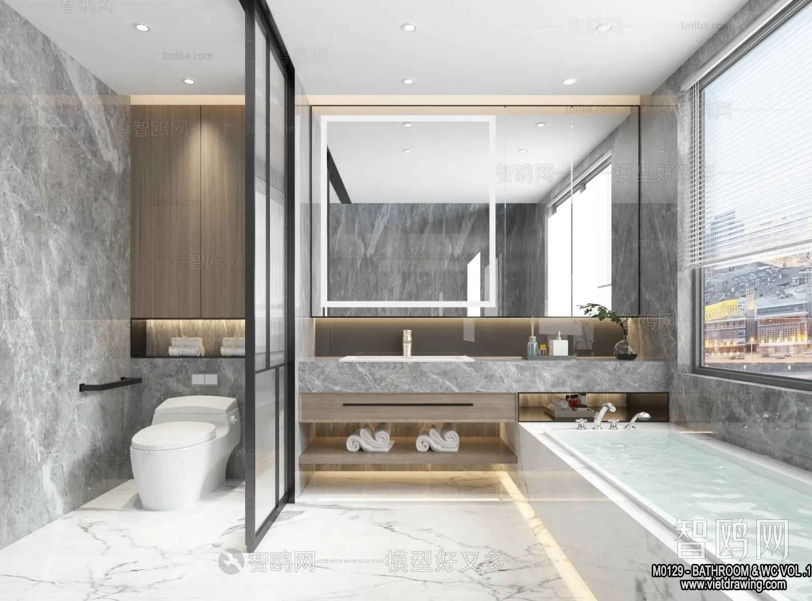 Bathroom - Toilet - WC - RestRoom - 3D Interior Scene - 211