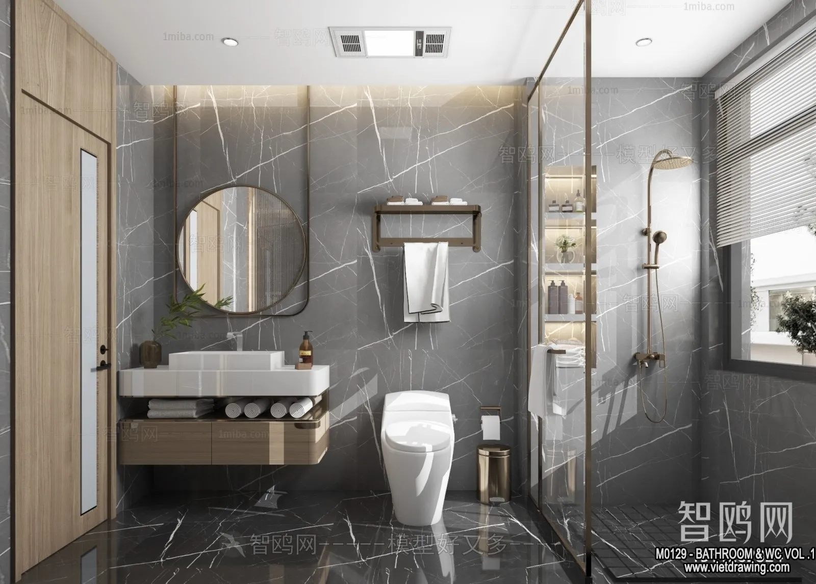 Bathroom - Toilet - WC - RestRoom - 3D Interior Scene - 212