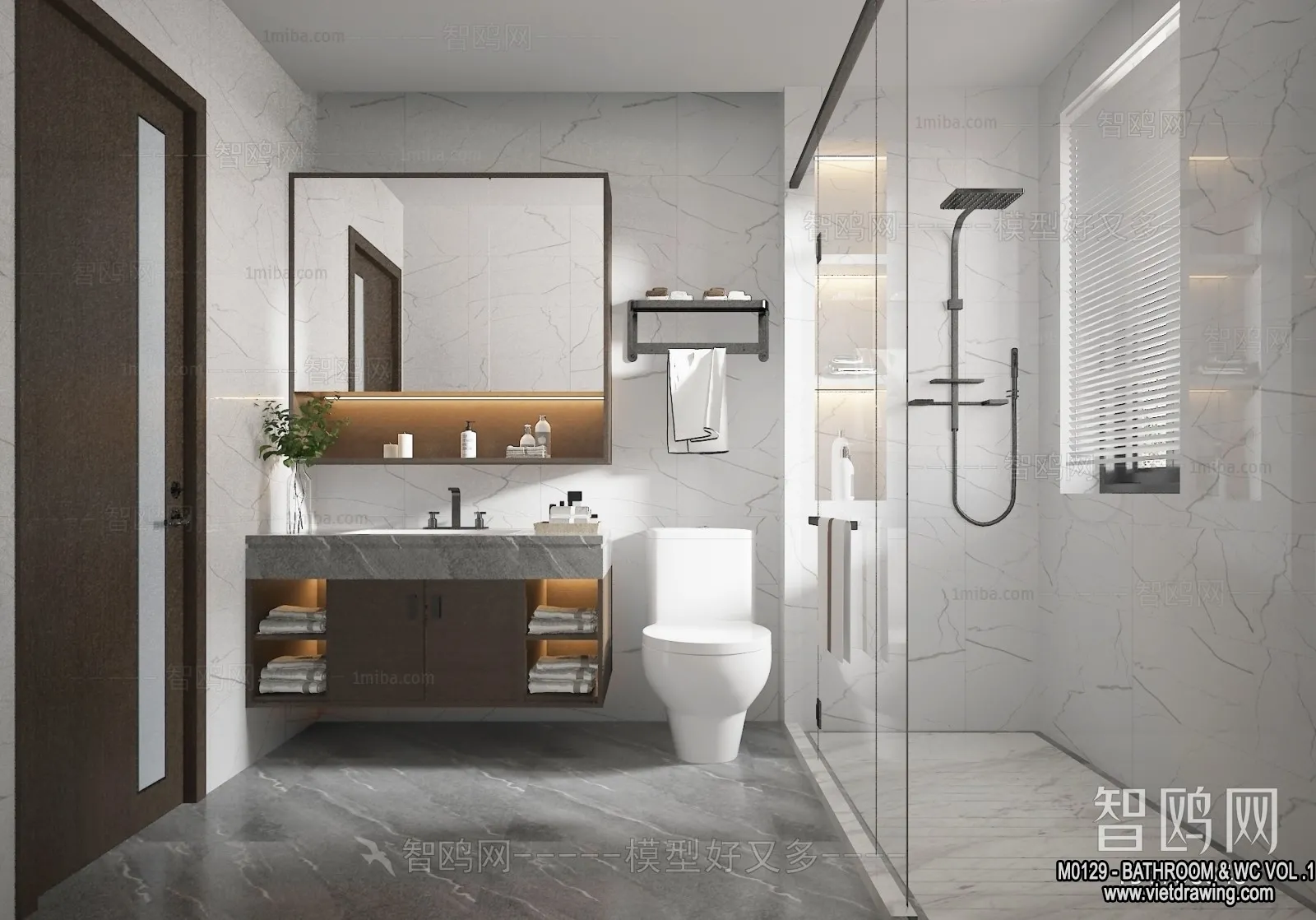Bathroom - Toilet - WC - RestRoom - 3D Interior Scene - 214