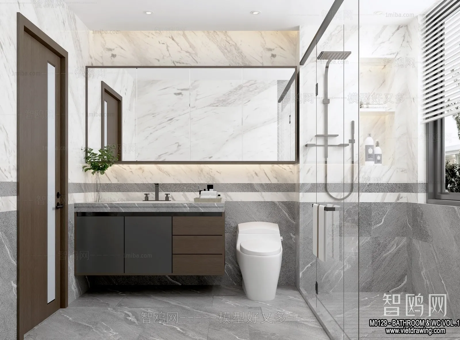 Bathroom - Toilet - WC - RestRoom - 3D Interior Scene - 215