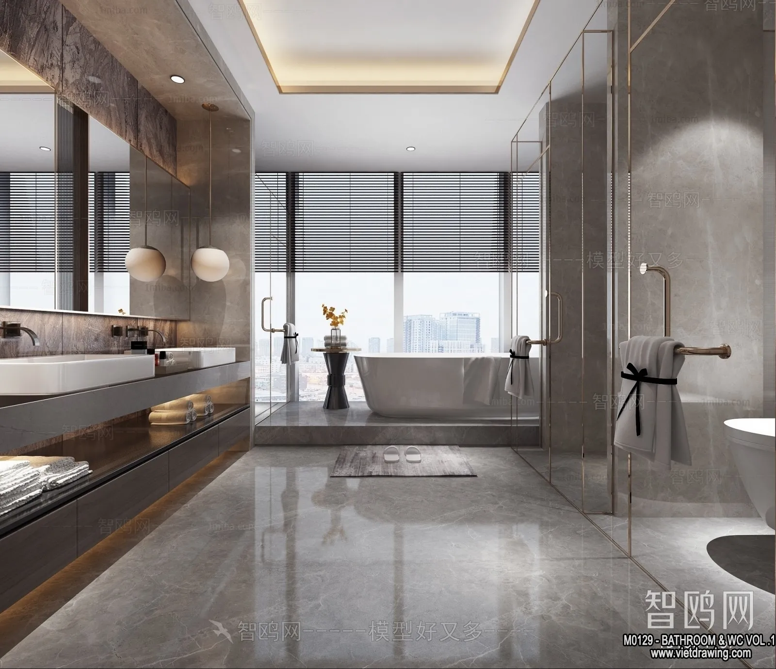 Bathroom - Toilet - WC - RestRoom - 3D Interior Scene - 216