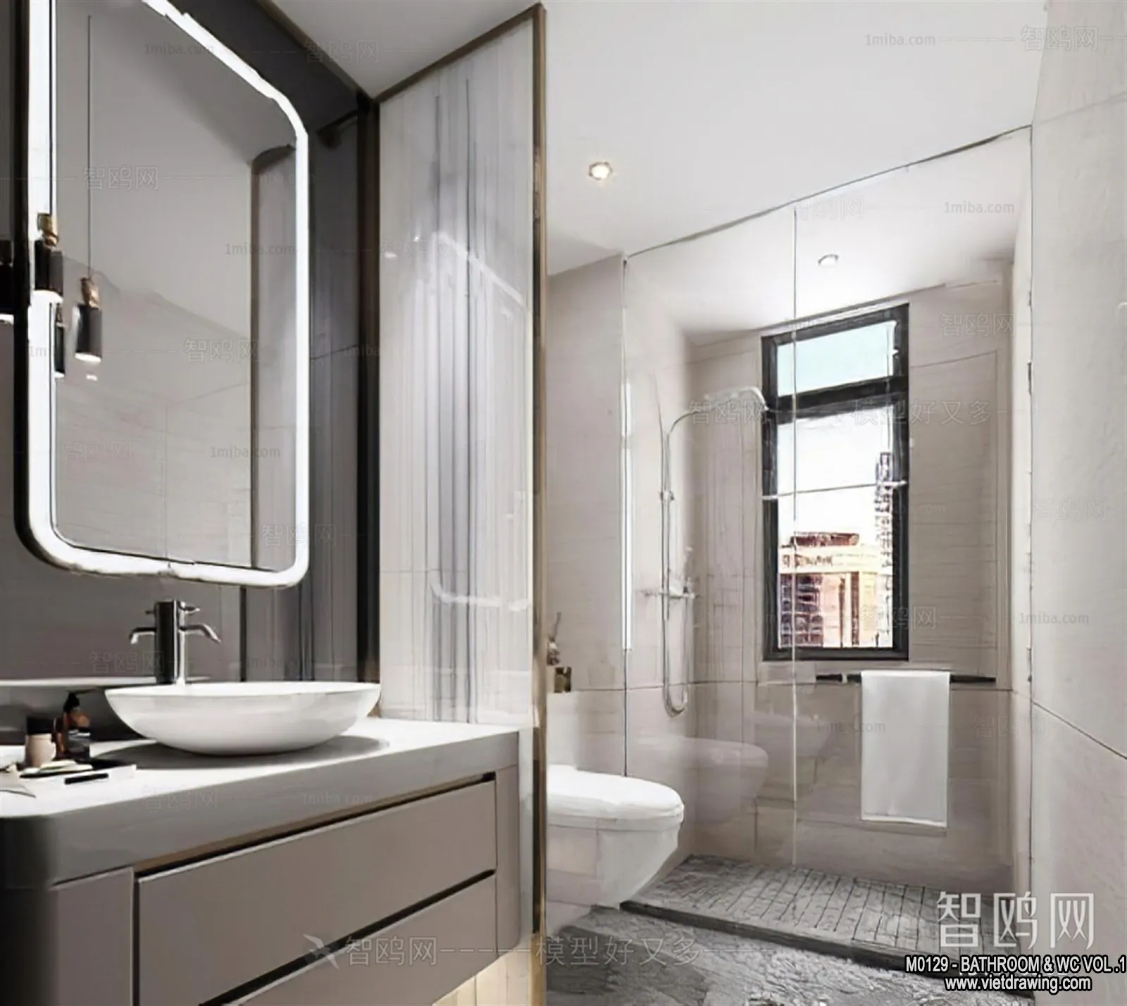 Bathroom - Toilet - WC - RestRoom - 3D Interior Scene - 218