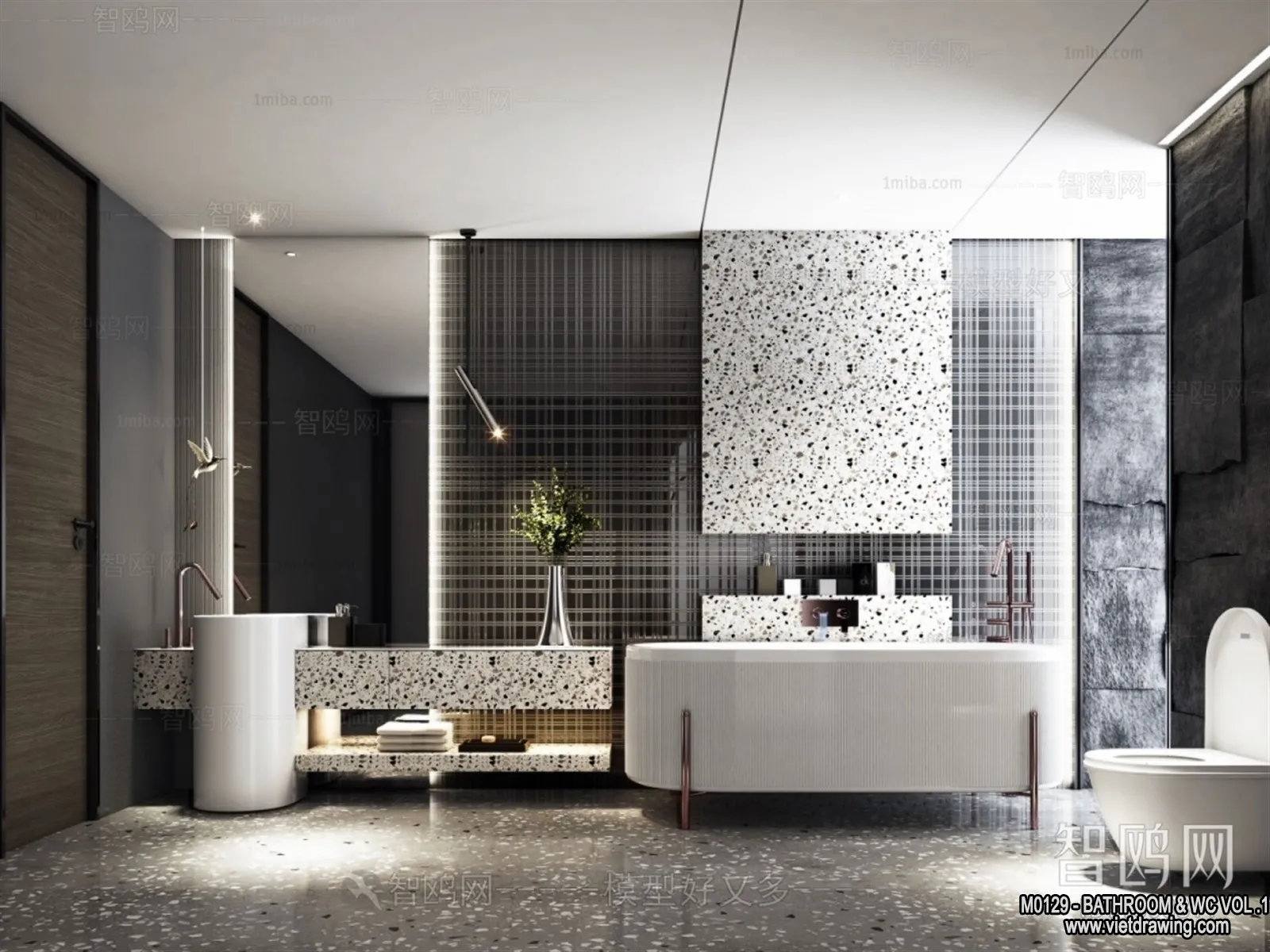 Bathroom - Toilet - WC - RestRoom - 3D Interior Scene - 220