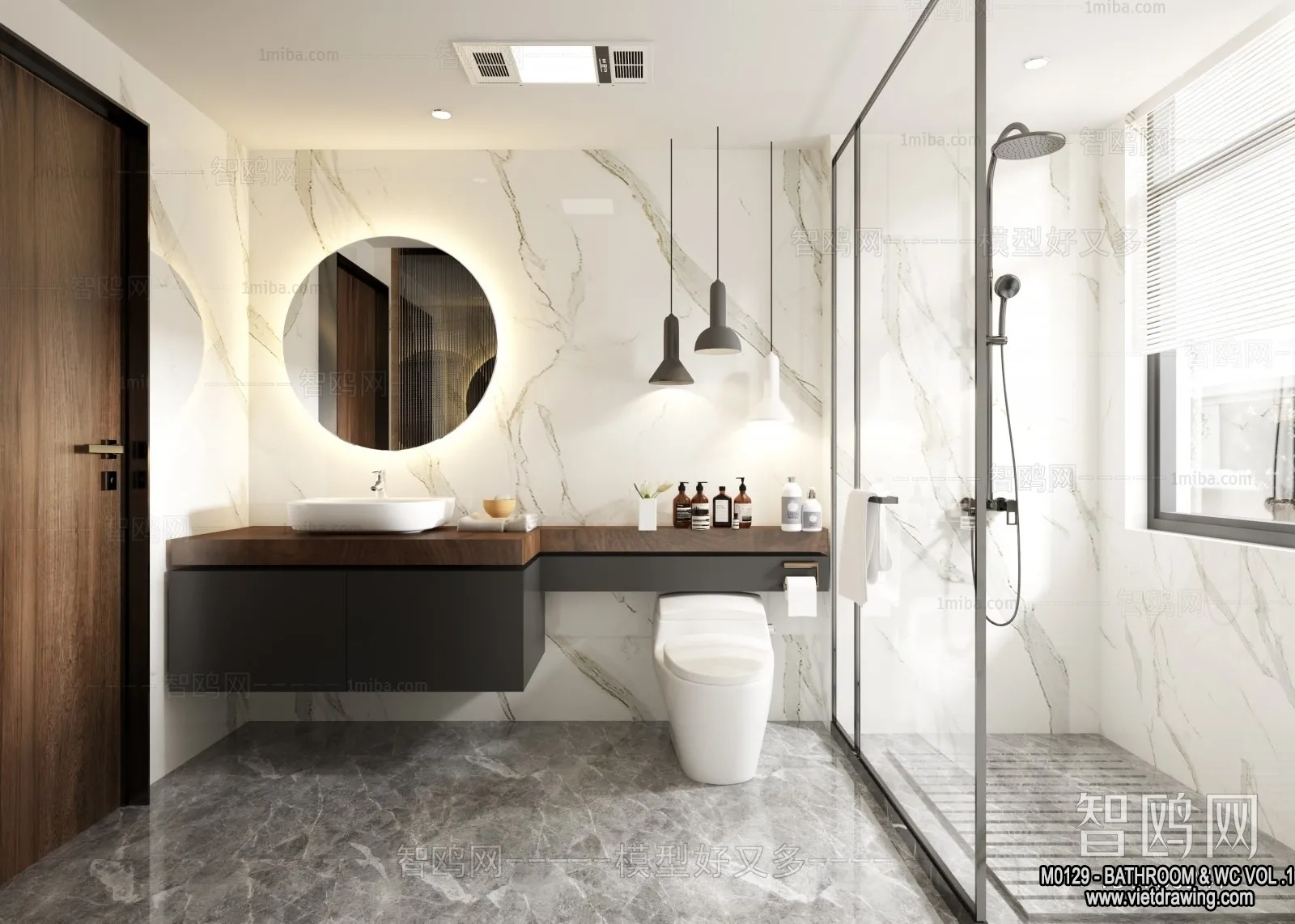 Bathroom - Toilet - WC - RestRoom - 3D Interior Scene - 222