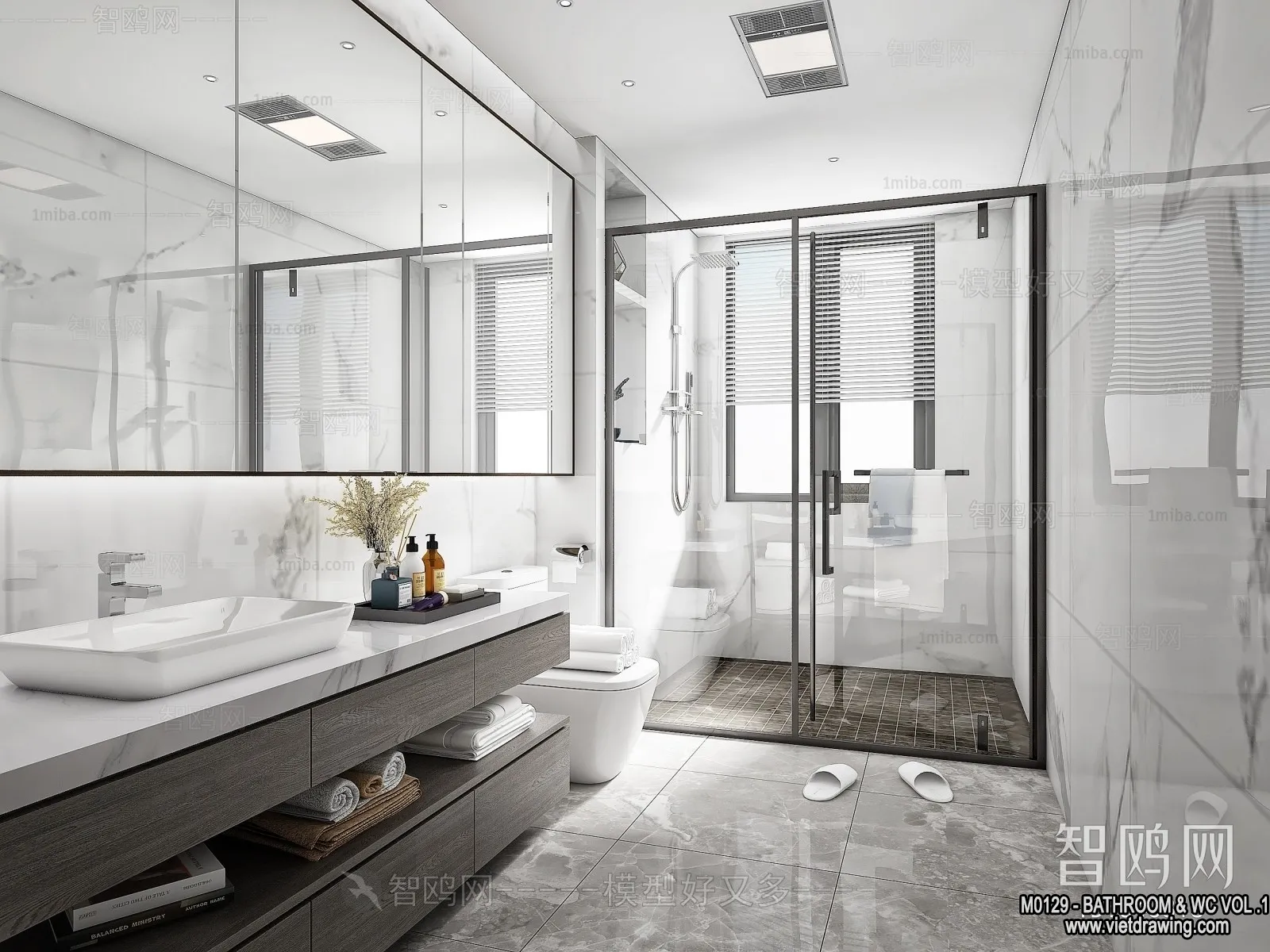 Bathroom - Toilet - WC - RestRoom - 3D Interior Scene - 223