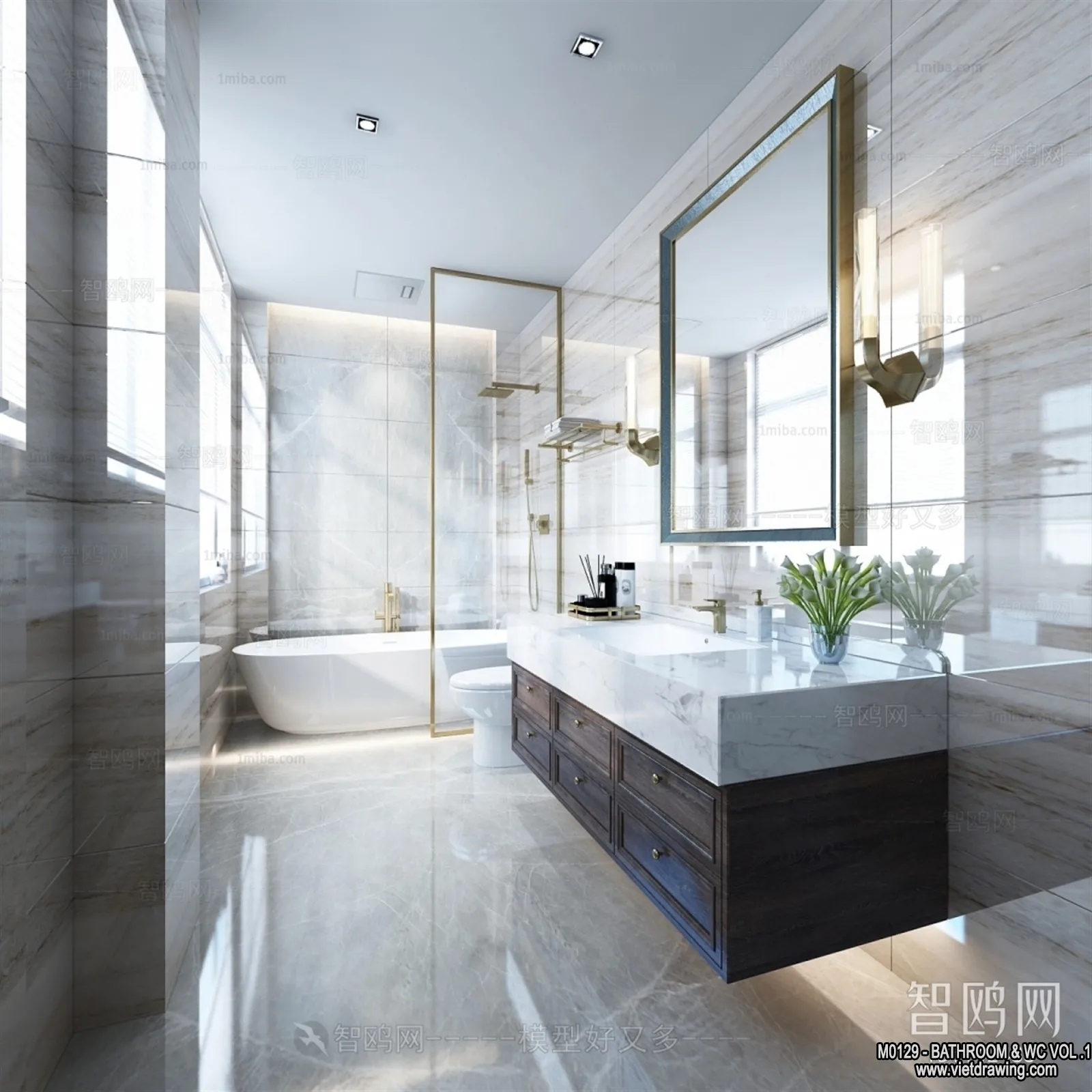 Bathroom - Toilet - WC - RestRoom - 3D Interior Scene - 225