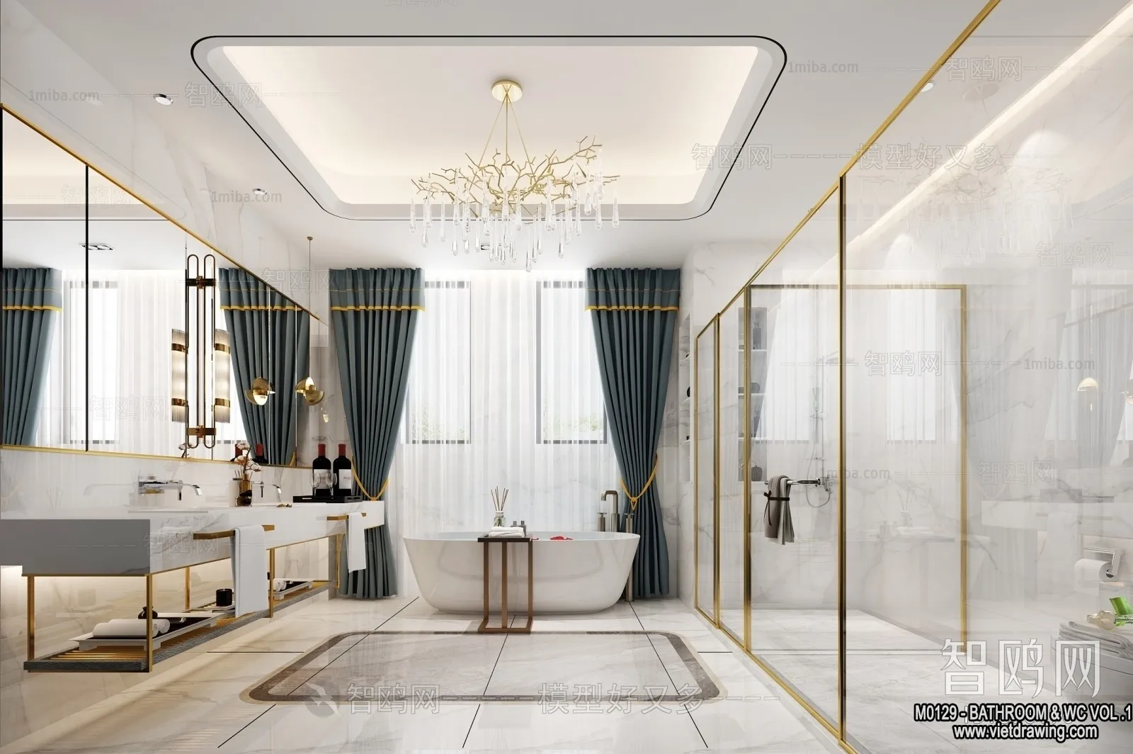 Bathroom - Toilet - WC - RestRoom - 3D Interior Scene - 226