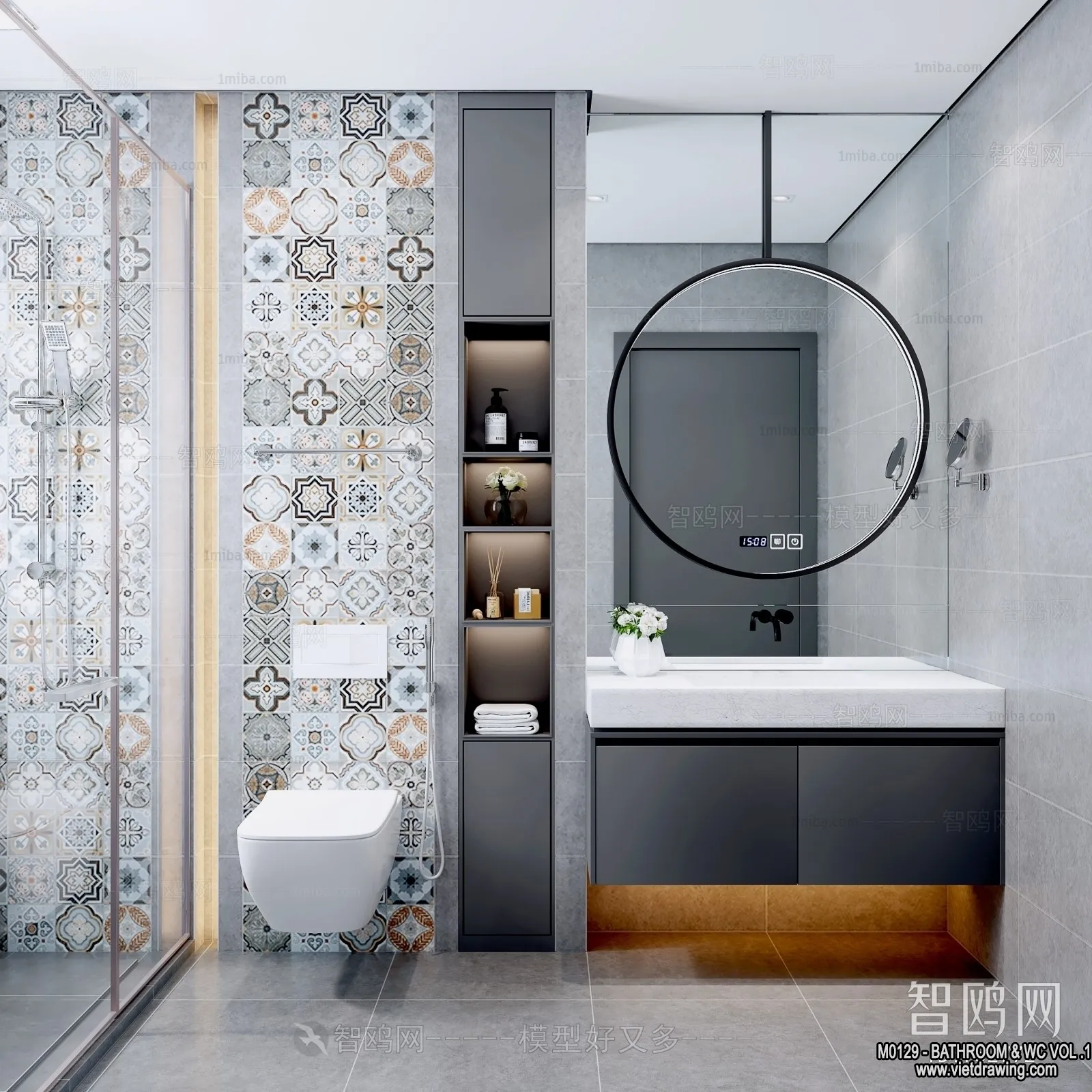 Bathroom - Toilet - WC - RestRoom - 3D Interior Scene - 227