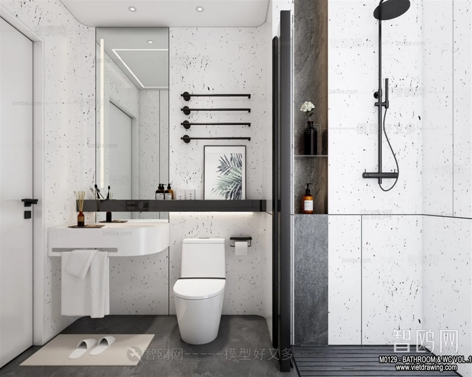 Bathroom - Toilet - WC - RestRoom - 3D Interior Scene - 228