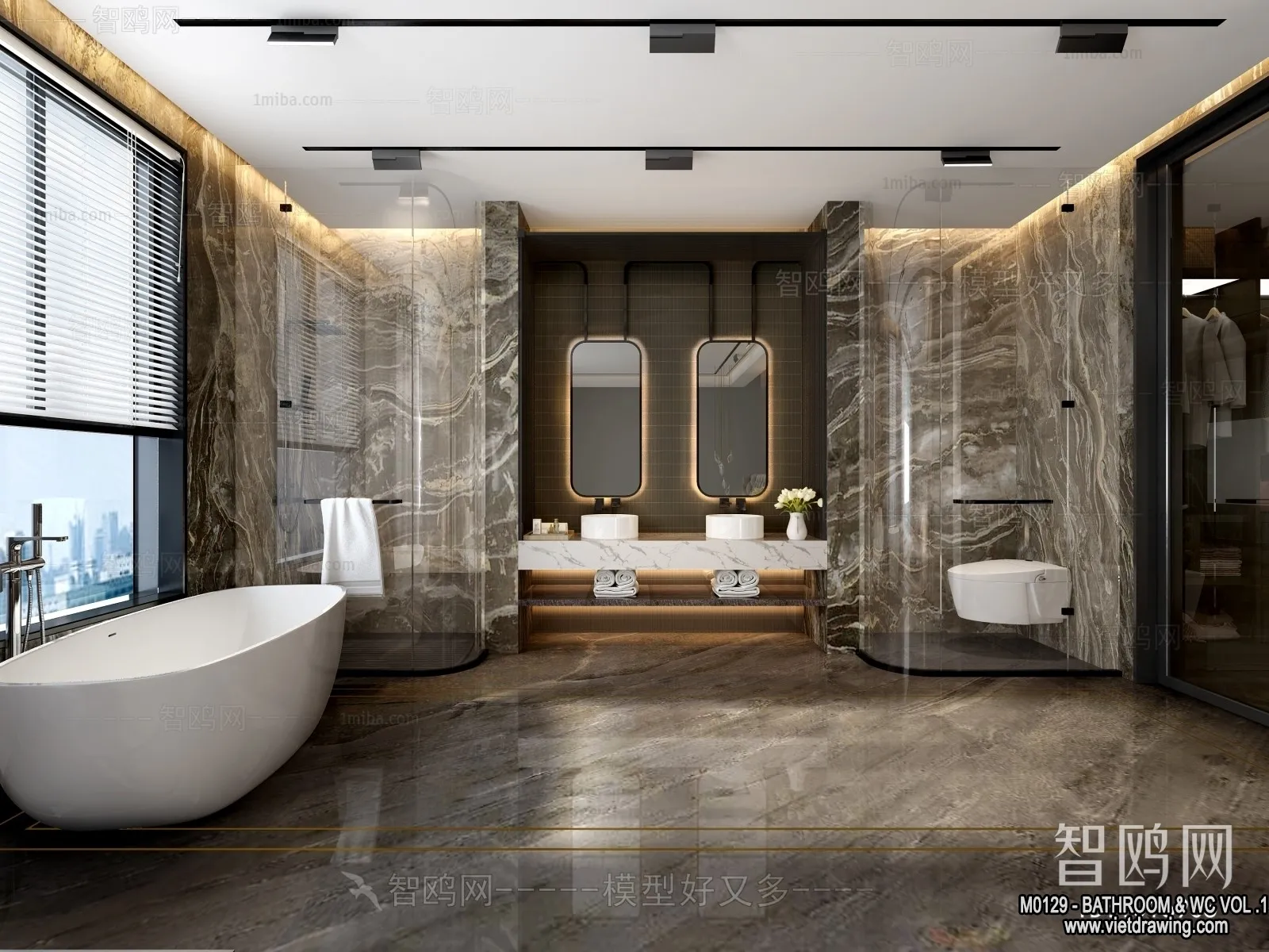 Bathroom - Toilet - WC - RestRoom - 3D Interior Scene - 230