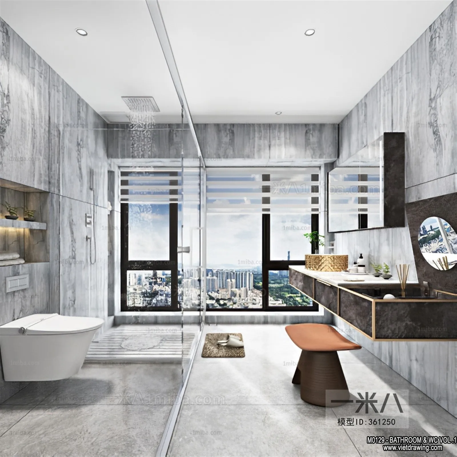 Bathroom - Toilet - WC - RestRoom - 3D Interior Scene - 233