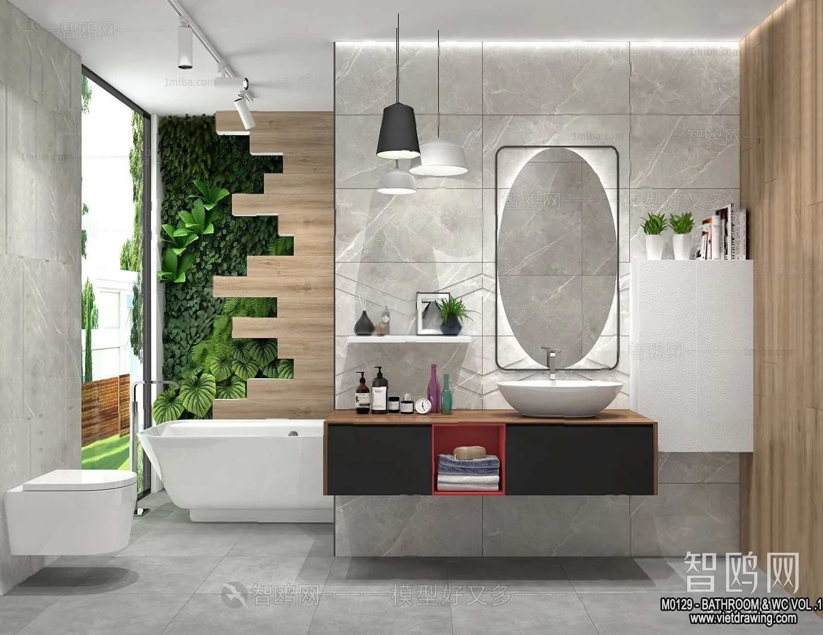 Bathroom - Toilet - WC - RestRoom - 3D Interior Scene - 234