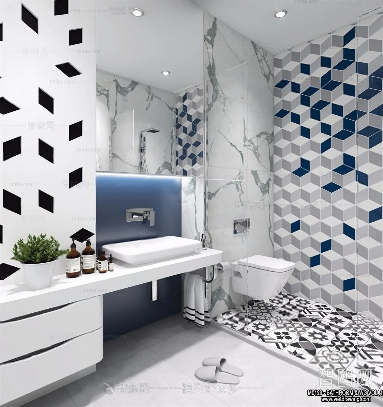 Bathroom - Toilet - WC - RestRoom - 3D Interior Scene - 238