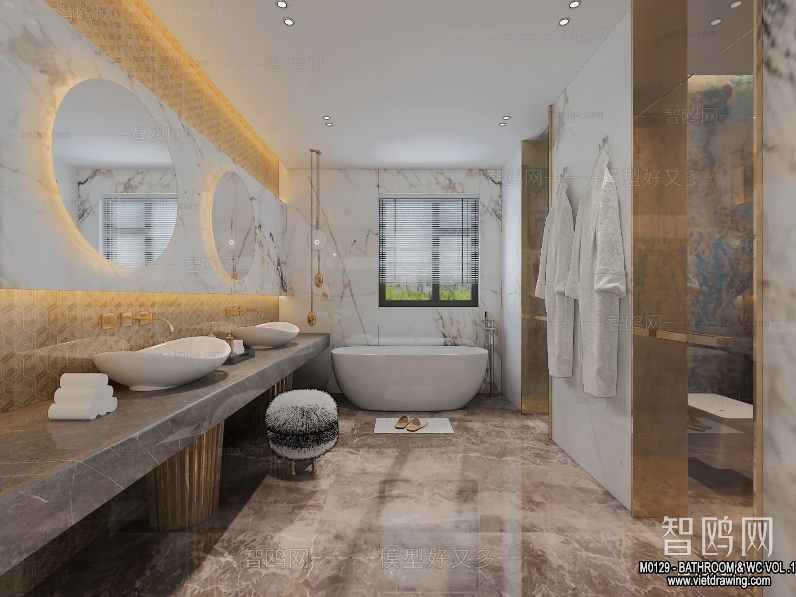 Bathroom - Toilet - WC - RestRoom - 3D Interior Scene - 241