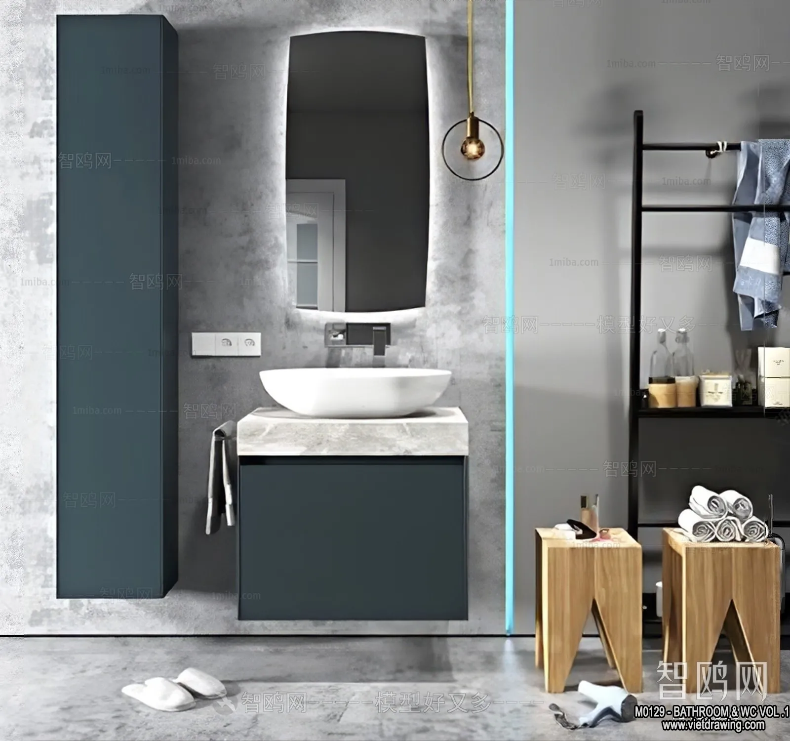 Bathroom - Toilet - WC - RestRoom - 3D Interior Scene - 242