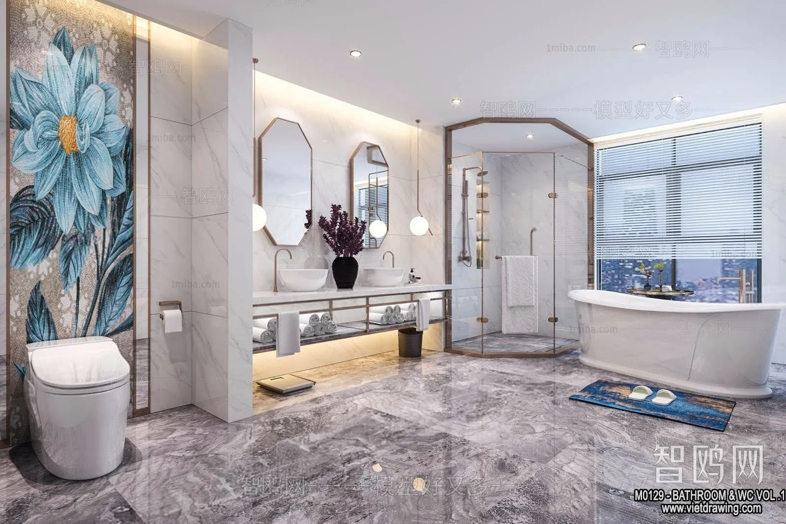 Bathroom - Toilet - WC - RestRoom - 3D Interior Scene - 246