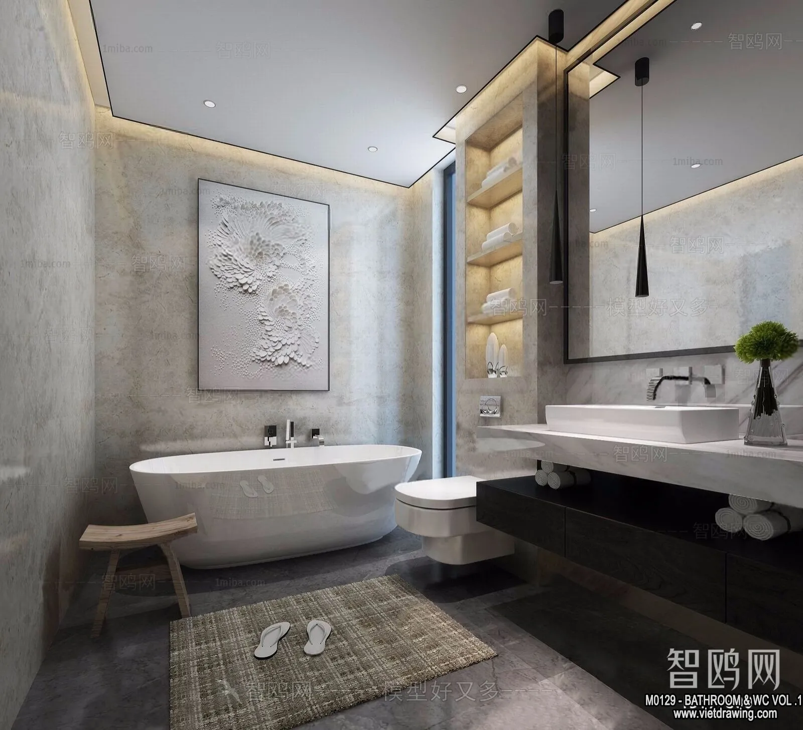 Bathroom - Toilet - WC - RestRoom - 3D Interior Scene - 248