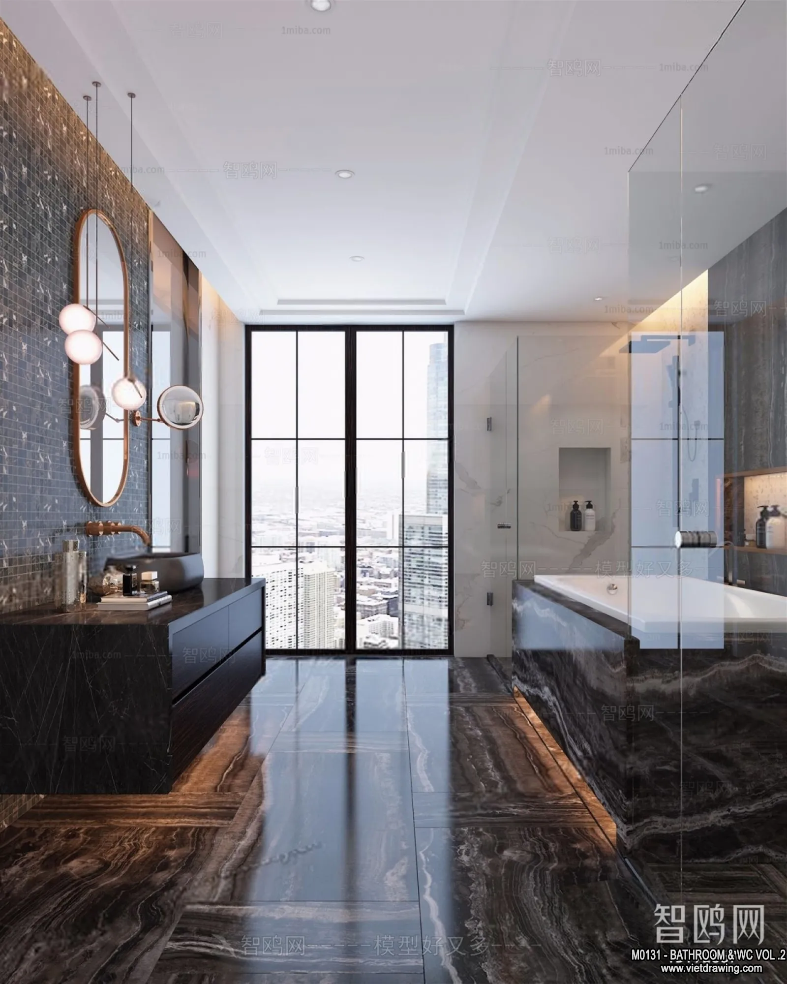 Bathroom - Toilet - WC - RestRoom - 3D Interior Scene - 252