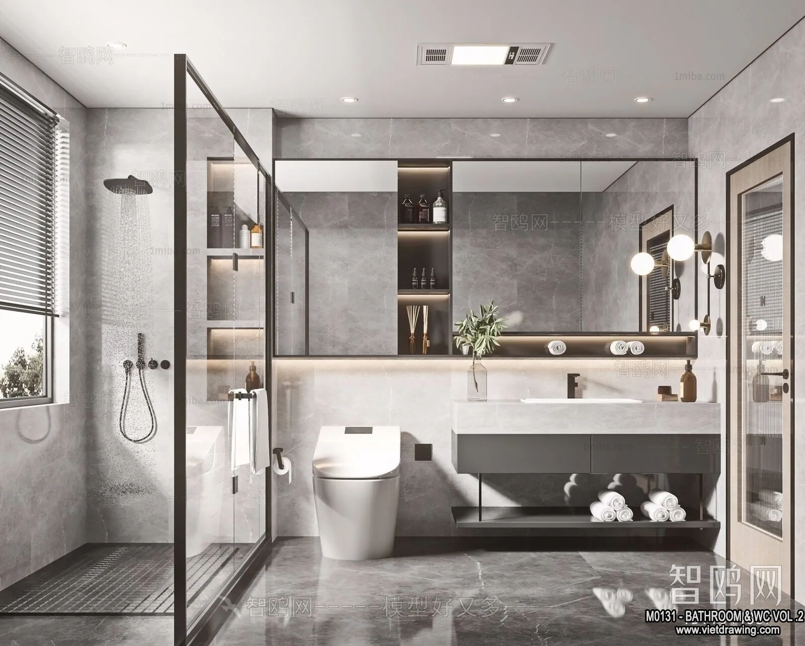 Bathroom - Toilet - WC - RestRoom - 3D Interior Scene - 254