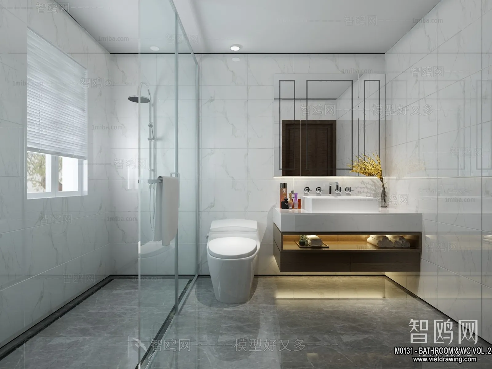 Bathroom - Toilet - WC - RestRoom - 3D Interior Scene - 255