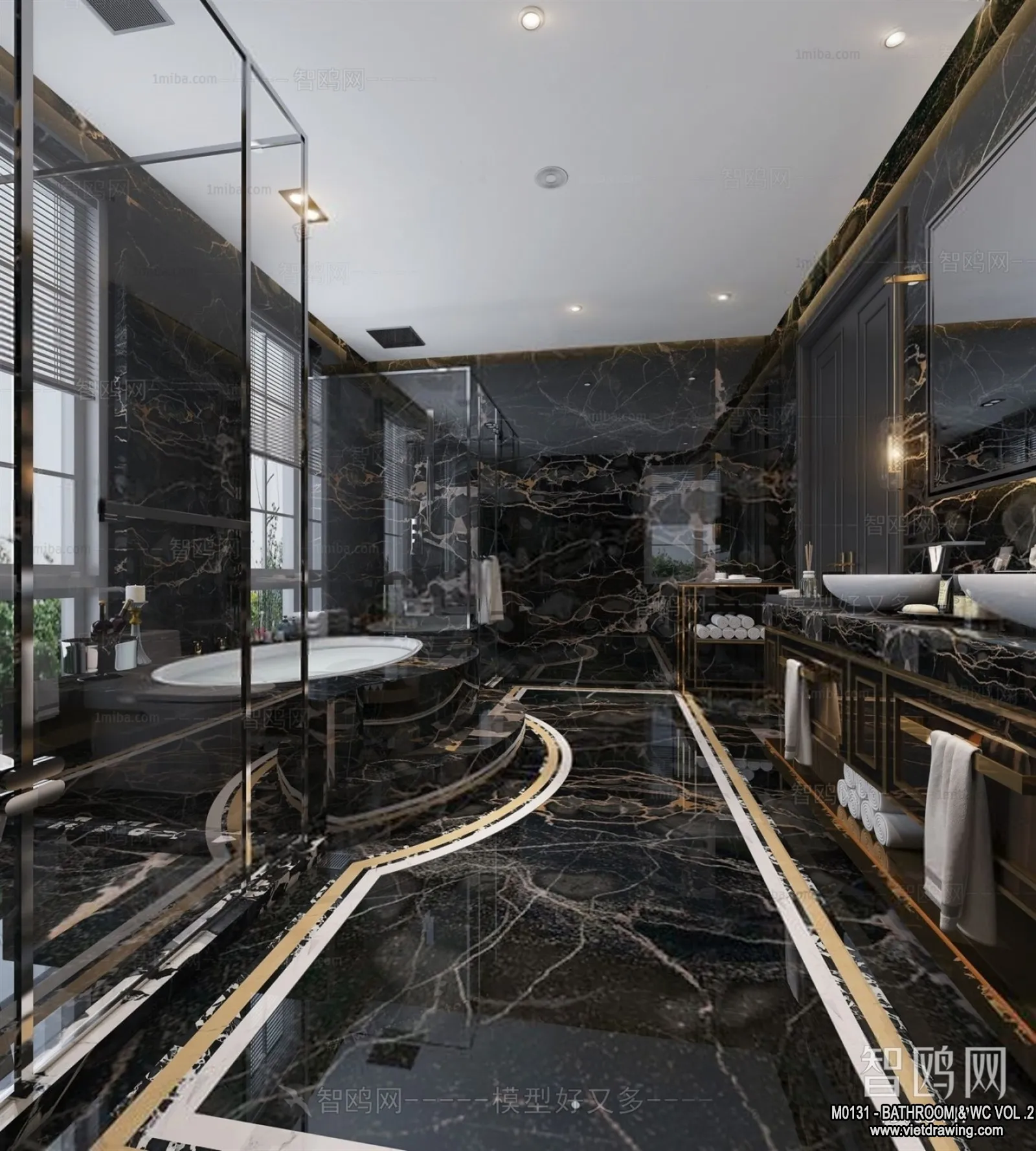 Bathroom - Toilet - WC - RestRoom - 3D Interior Scene - 257
