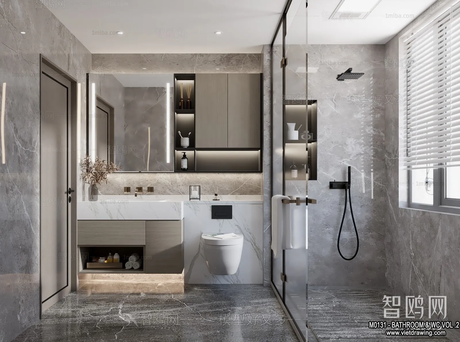 Bathroom - Toilet - WC - RestRoom - 3D Interior Scene - 258