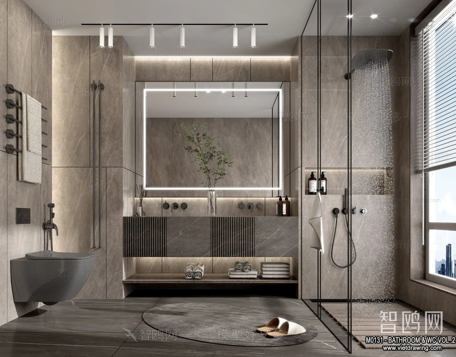Bathroom - Toilet - WC - RestRoom - 3D Interior Scene - 259