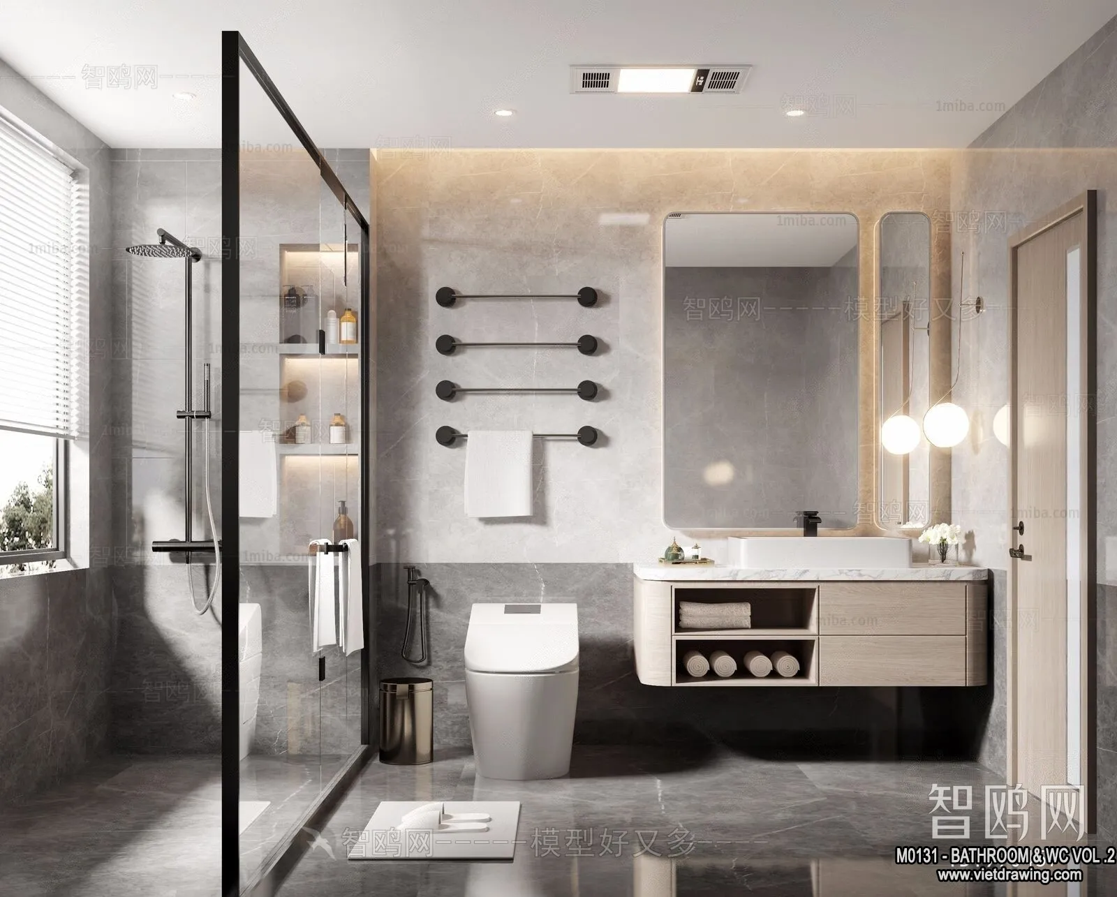 Bathroom - Toilet - WC - RestRoom - 3D Interior Scene - 262