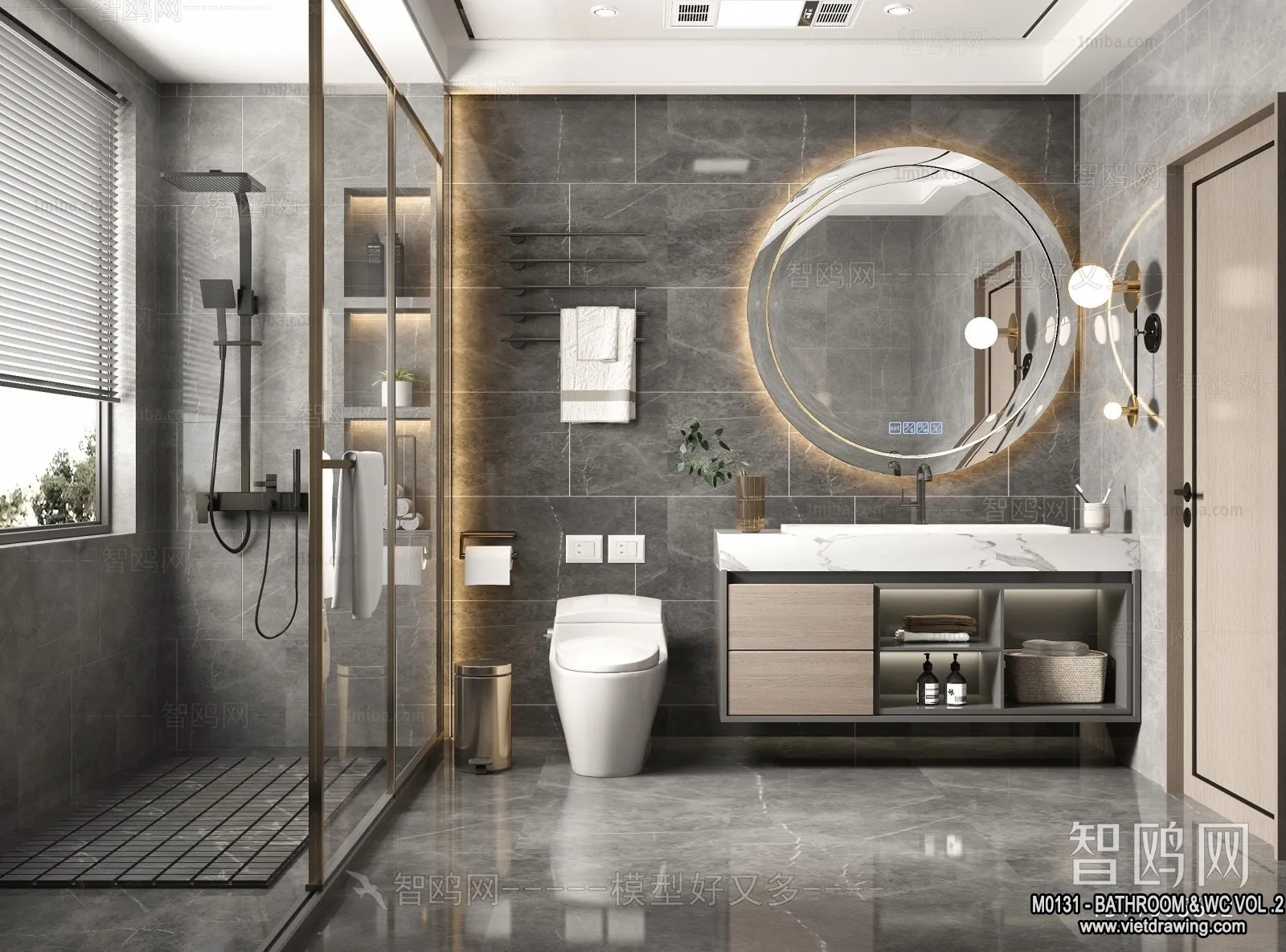 Bathroom - Toilet - WC - RestRoom - 3D Interior Scene - 263