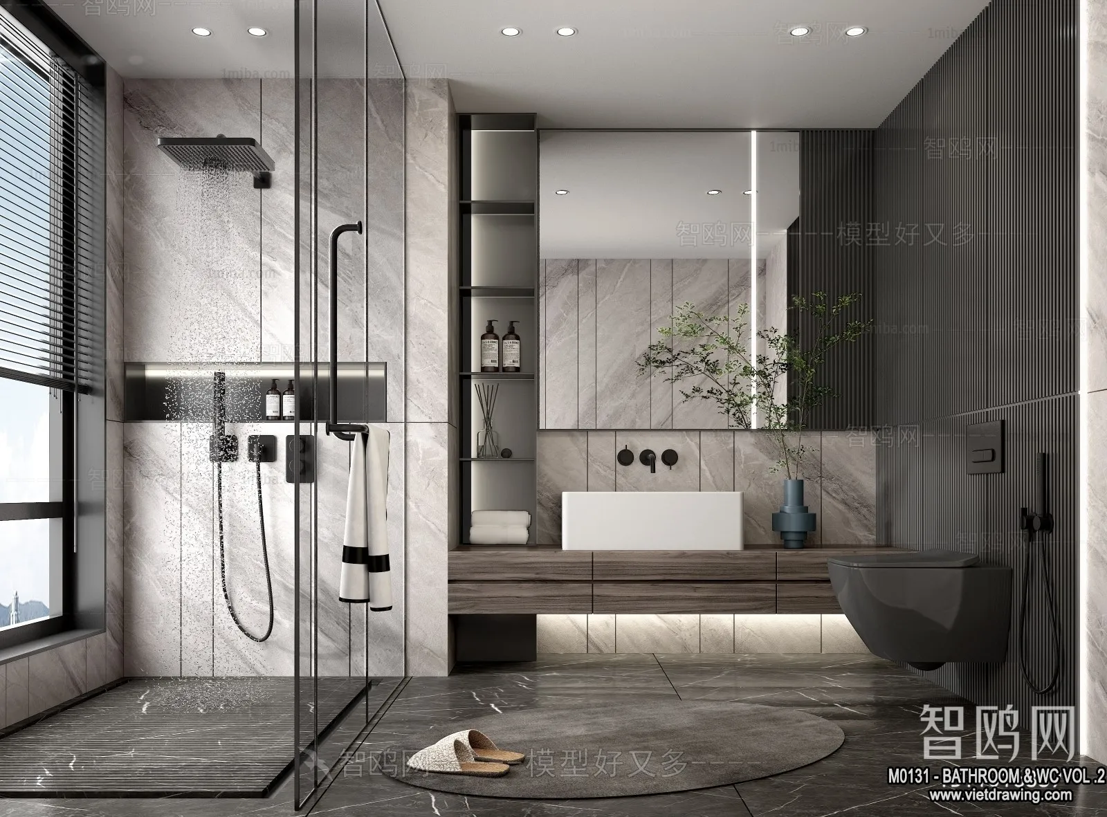 Bathroom - Toilet - WC - RestRoom - 3D Interior Scene - 266
