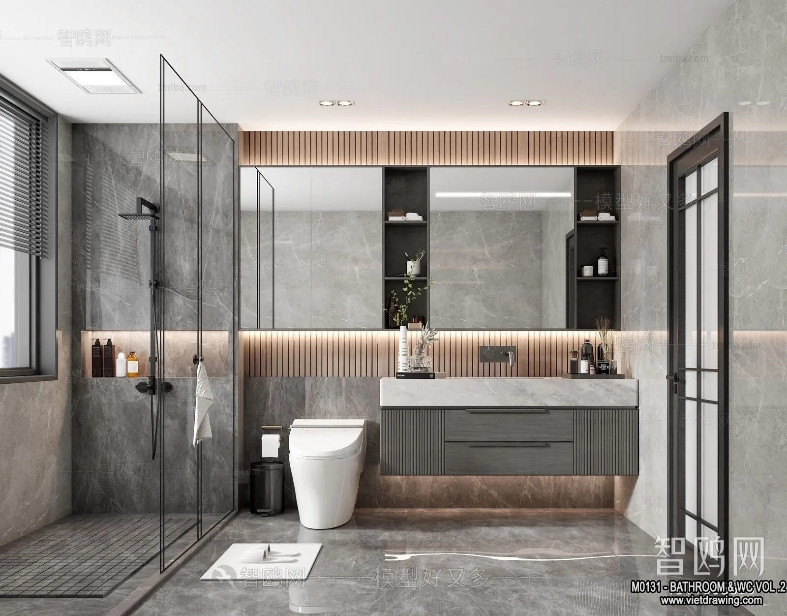 Bathroom - Toilet - WC - RestRoom - 3D Interior Scene - 268