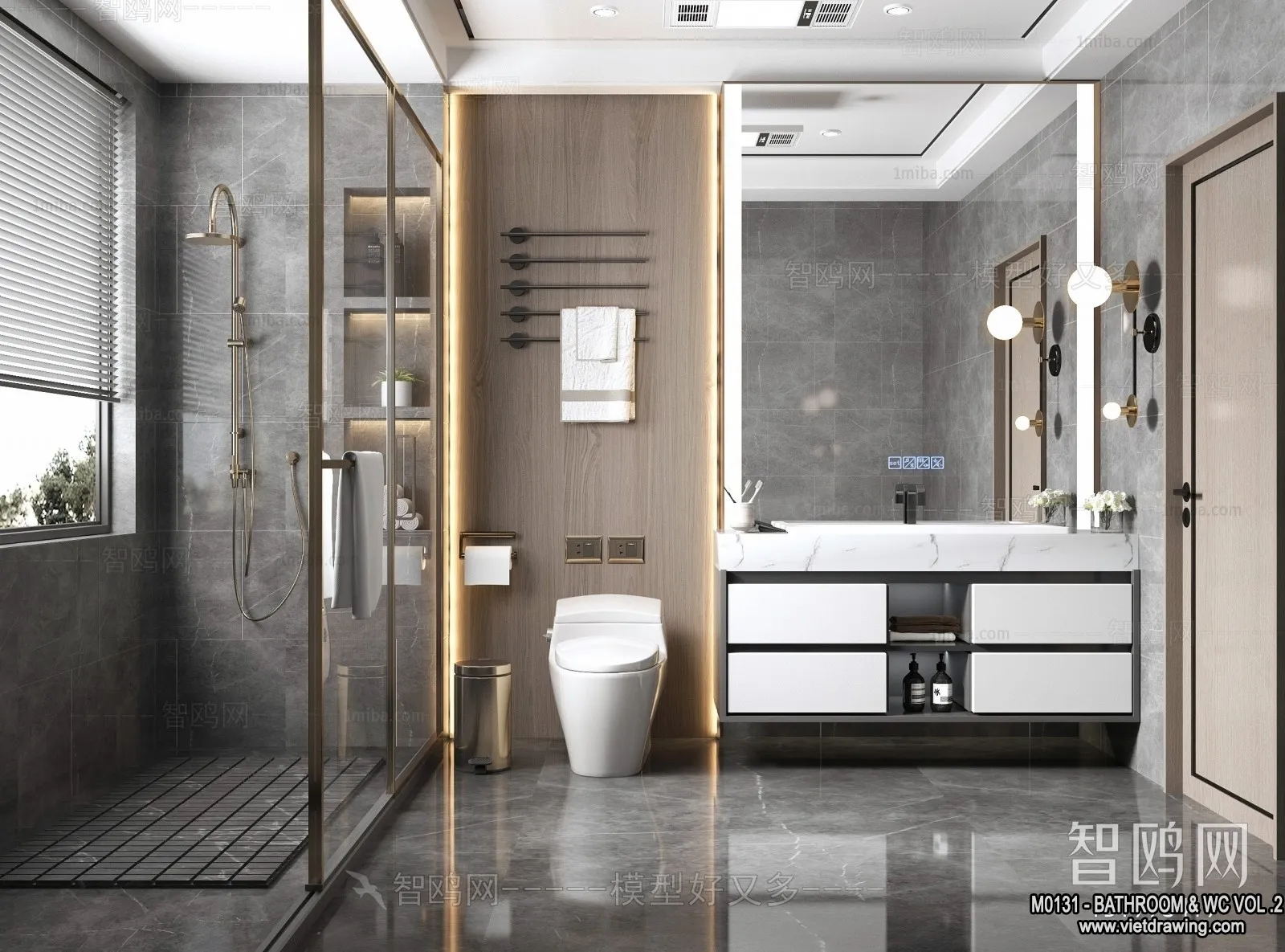 Bathroom - Toilet - WC - RestRoom - 3D Interior Scene - 270