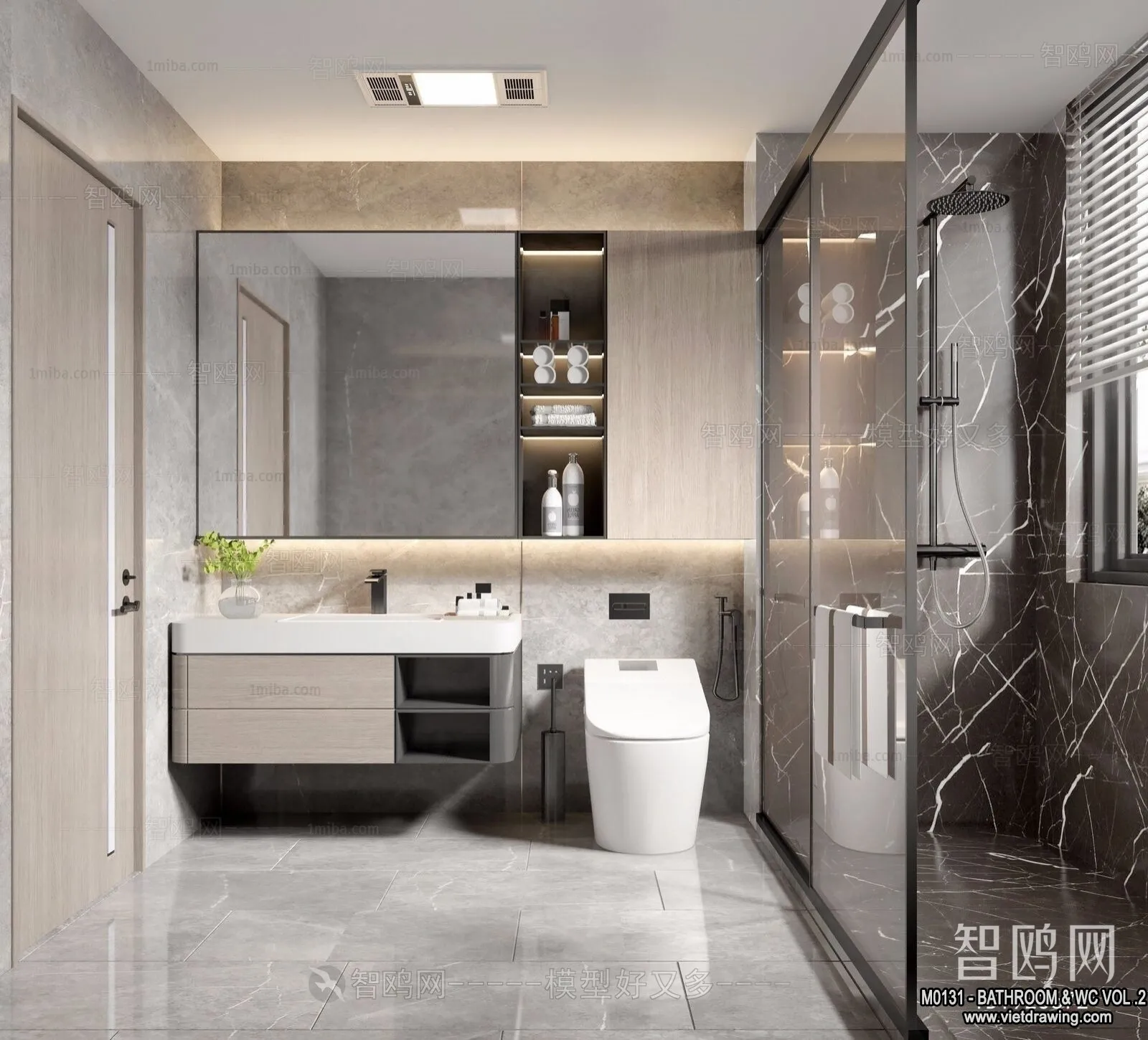 Bathroom - Toilet - WC - RestRoom - 3D Interior Scene - 271
