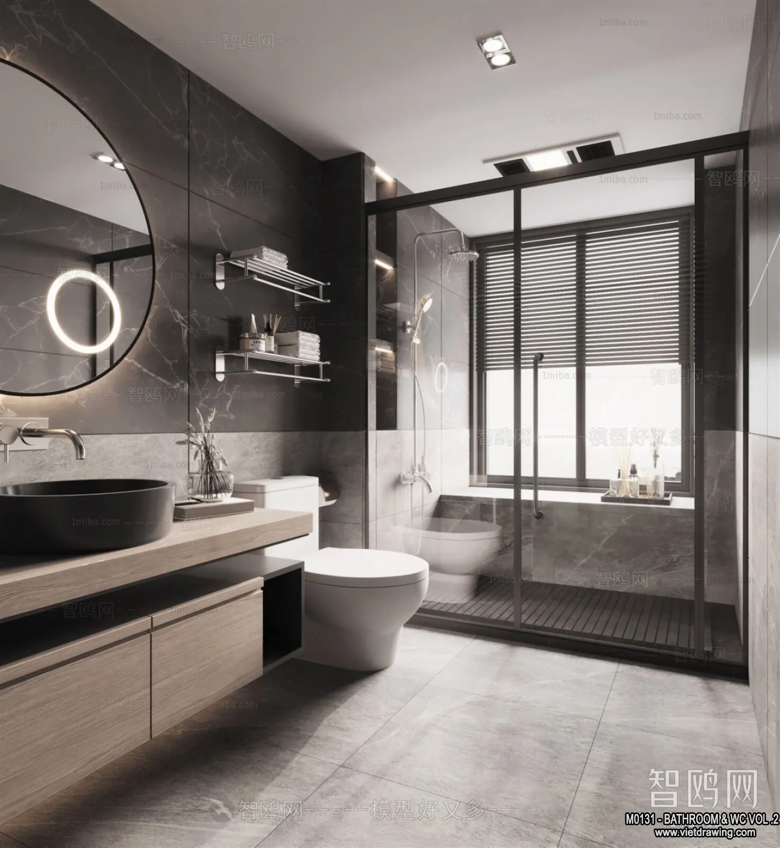Bathroom - Toilet - WC - RestRoom - 3D Interior Scene - 273
