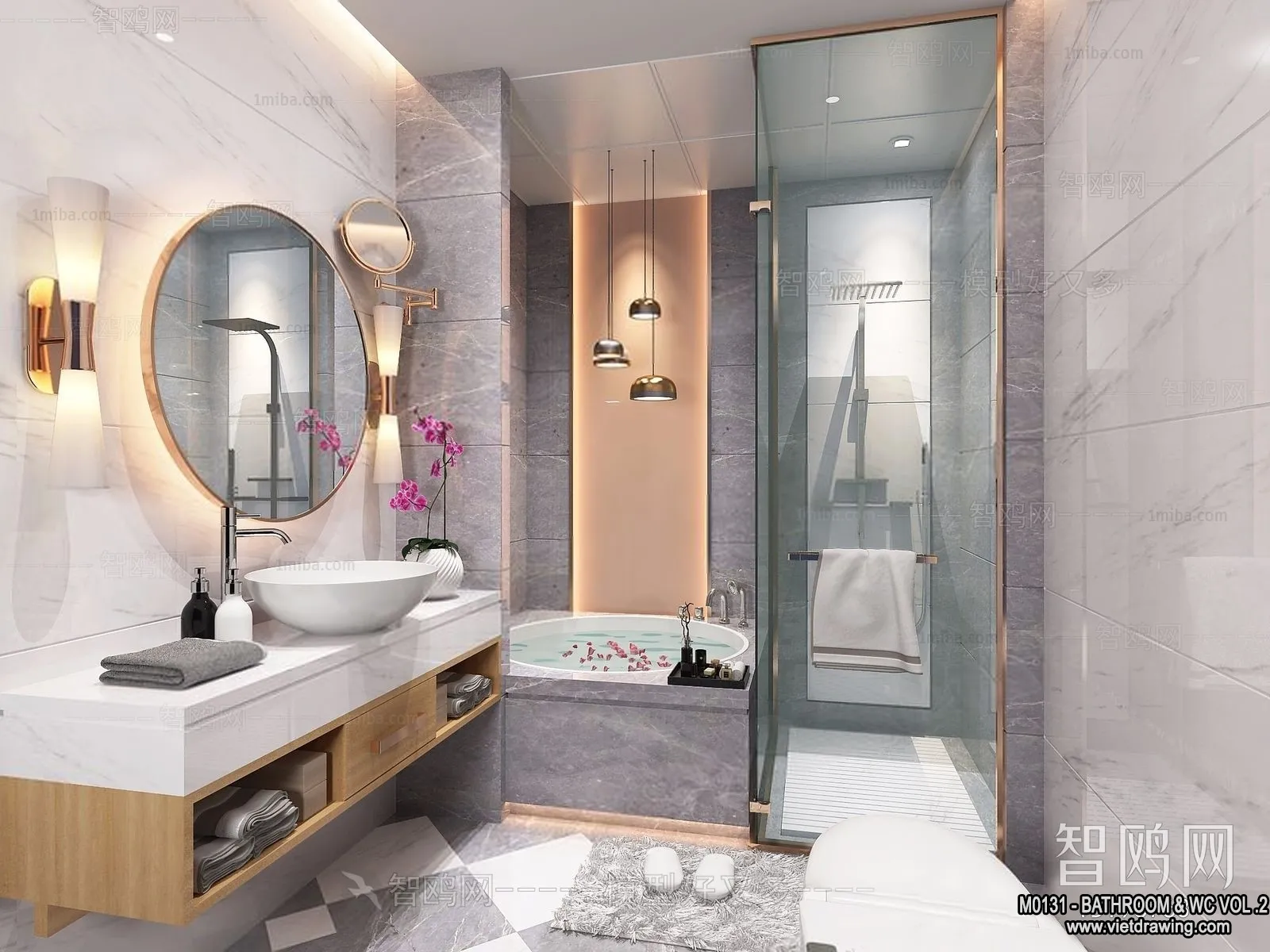 Bathroom - Toilet - WC - RestRoom - 3D Interior Scene - 274